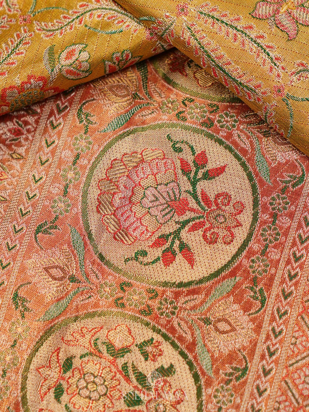 Golden Yellow Tissue Kanjivaram Silk Saree