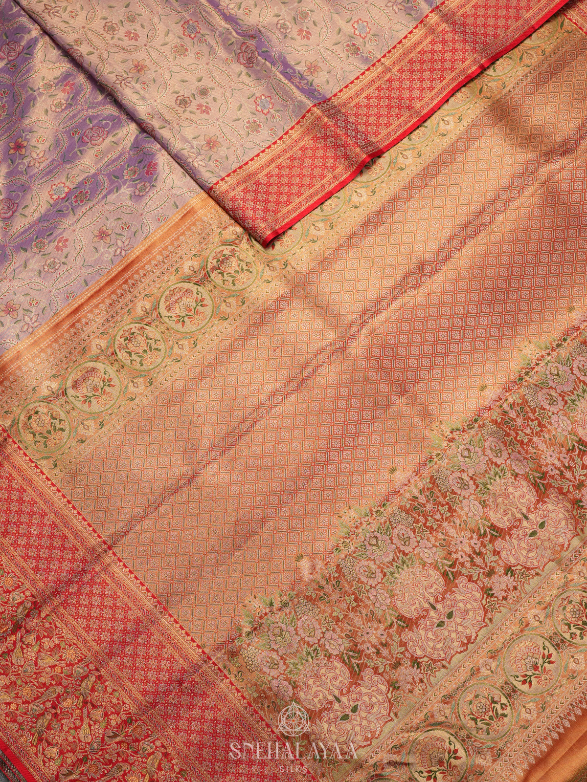Lilac Tissue Kanjivaram Silk Saree
