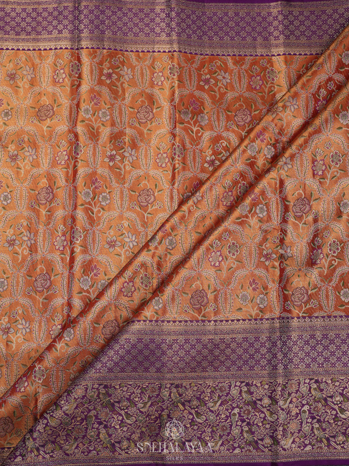 Peach Tissue Kanjivaram Silk Saree