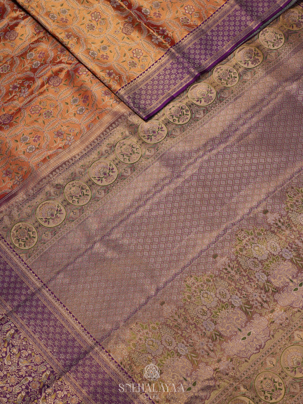 Peach Tissue Kanjivaram Silk Saree