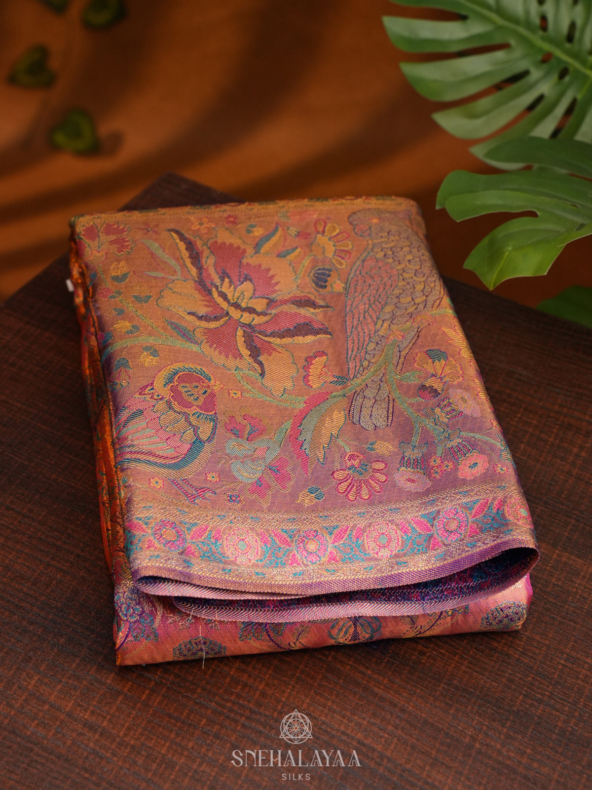Rose Pink Tissue Kanjivaram Silk Saree