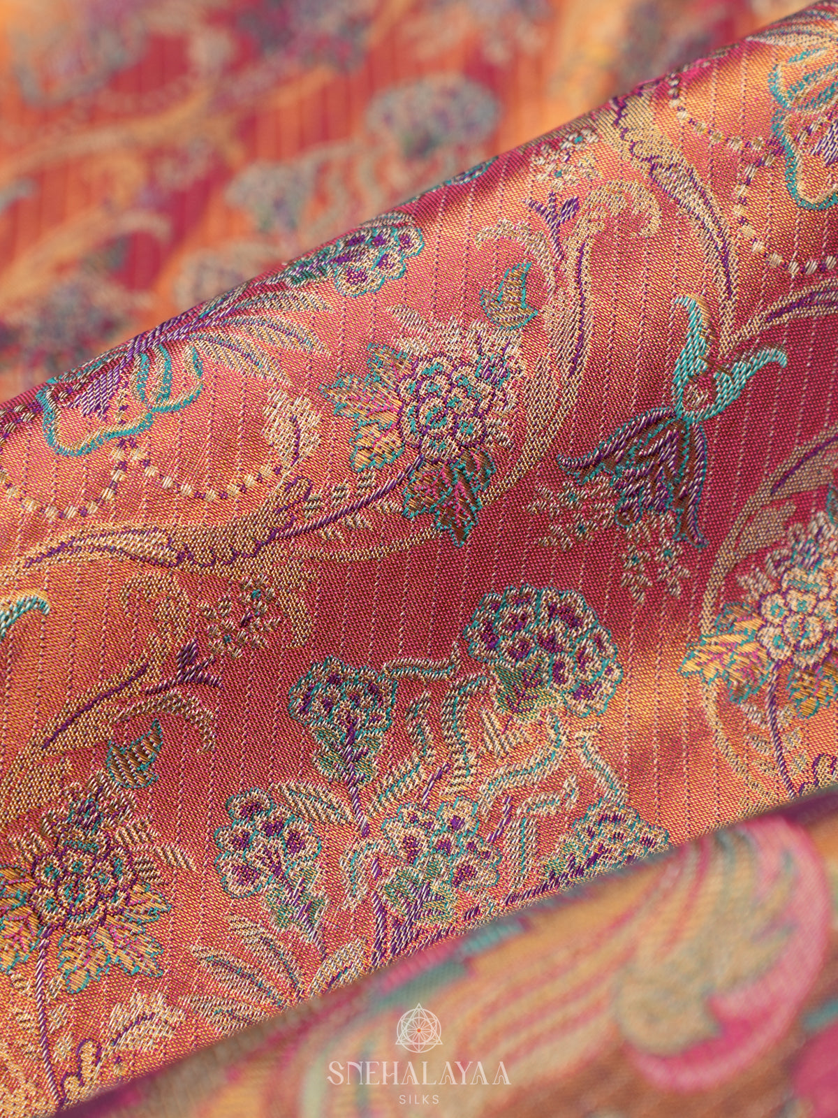 Rose Pink Tissue Kanjivaram Silk Saree