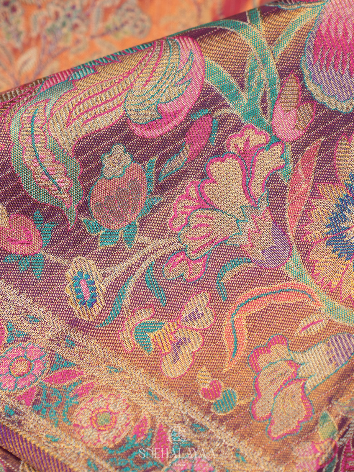 Rose Pink Tissue Kanjivaram Silk Saree