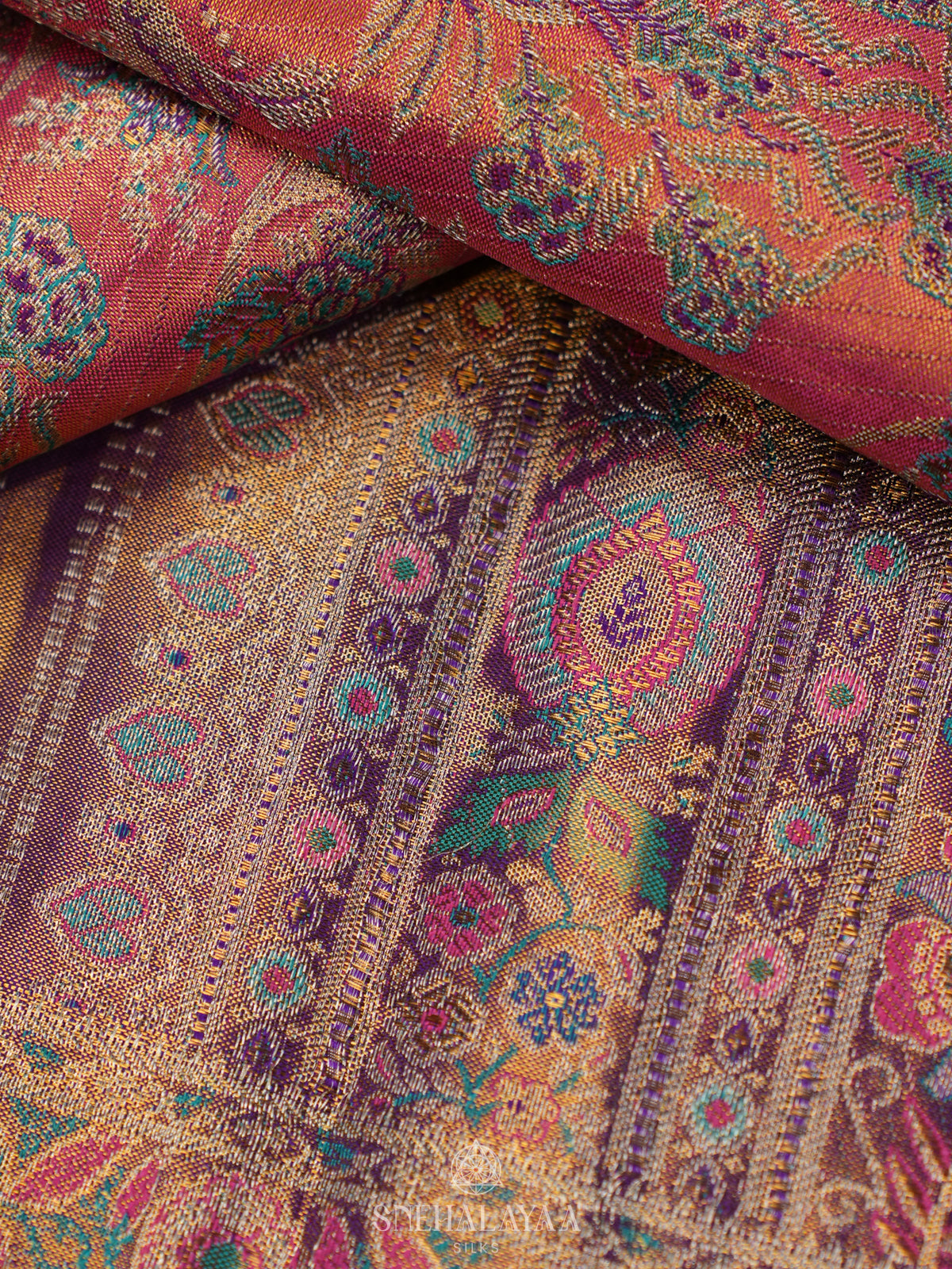 Rose Pink Tissue Kanjivaram Silk Saree