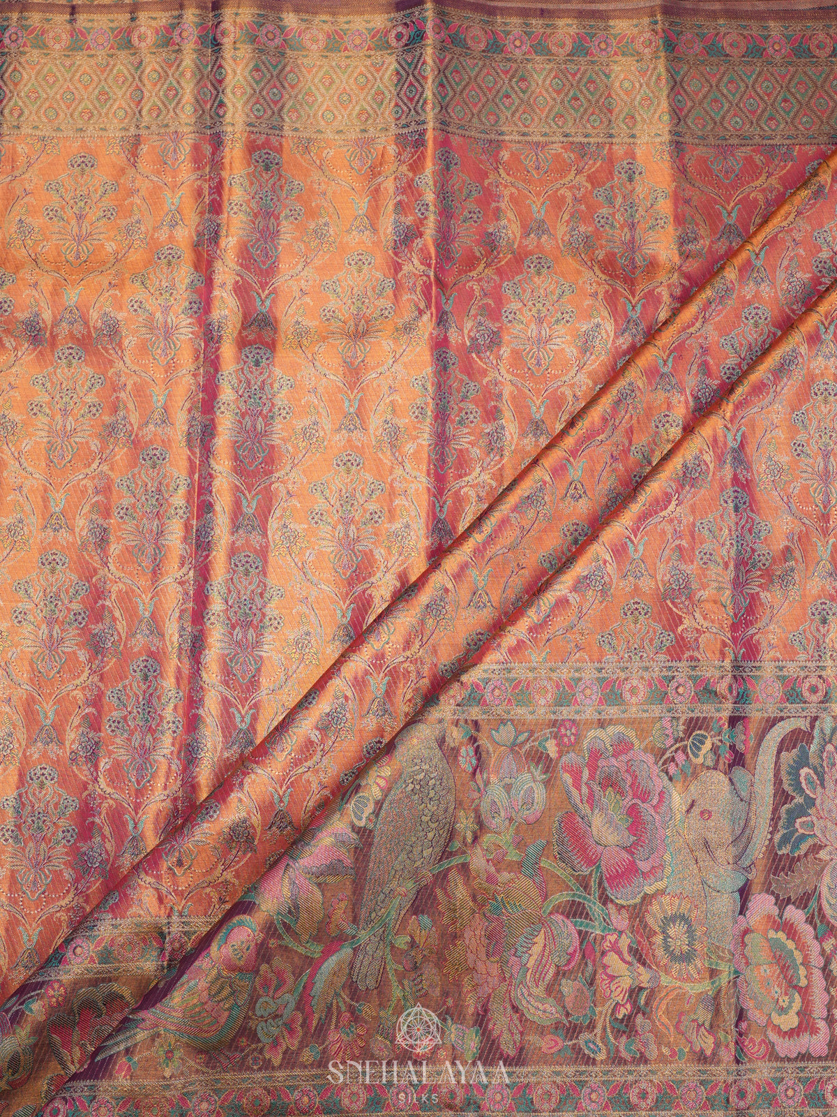 Rose Pink Tissue Kanjivaram Silk Saree