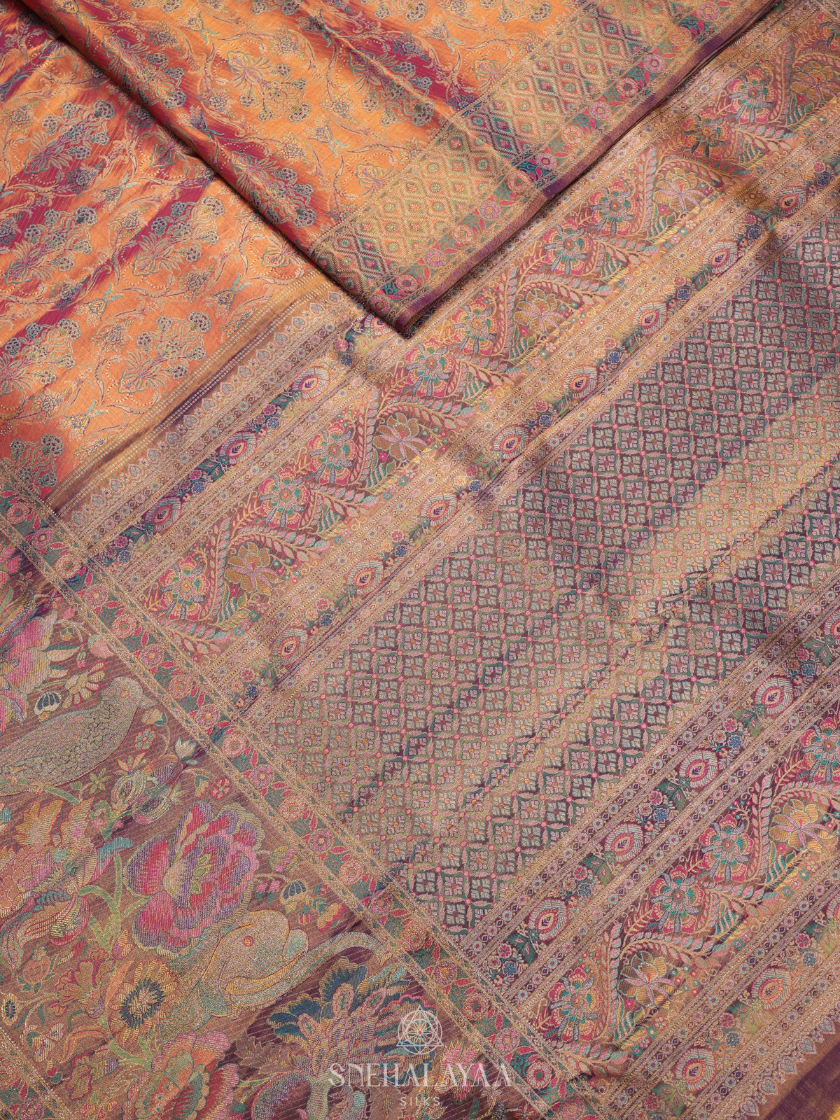 Rose Pink Tissue Kanjivaram Silk Saree