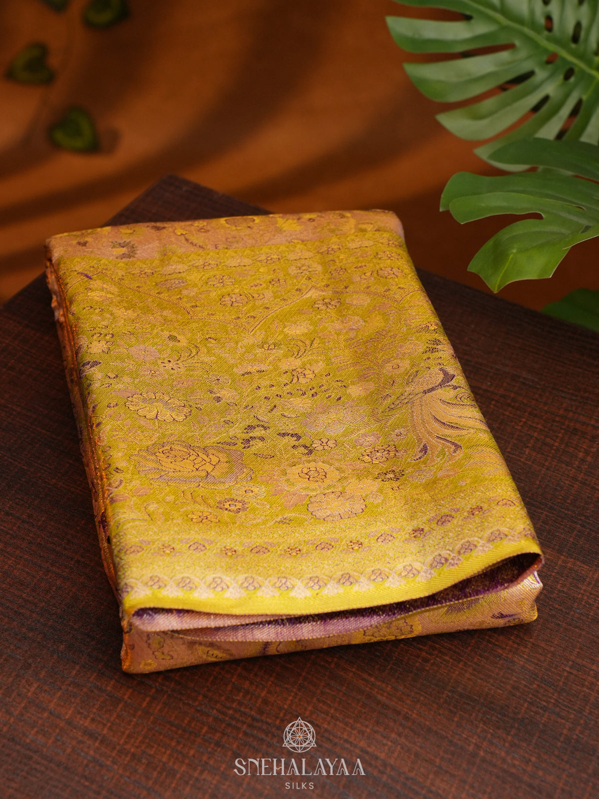 Lime Green Tissue Kanjivaram Silk Saree