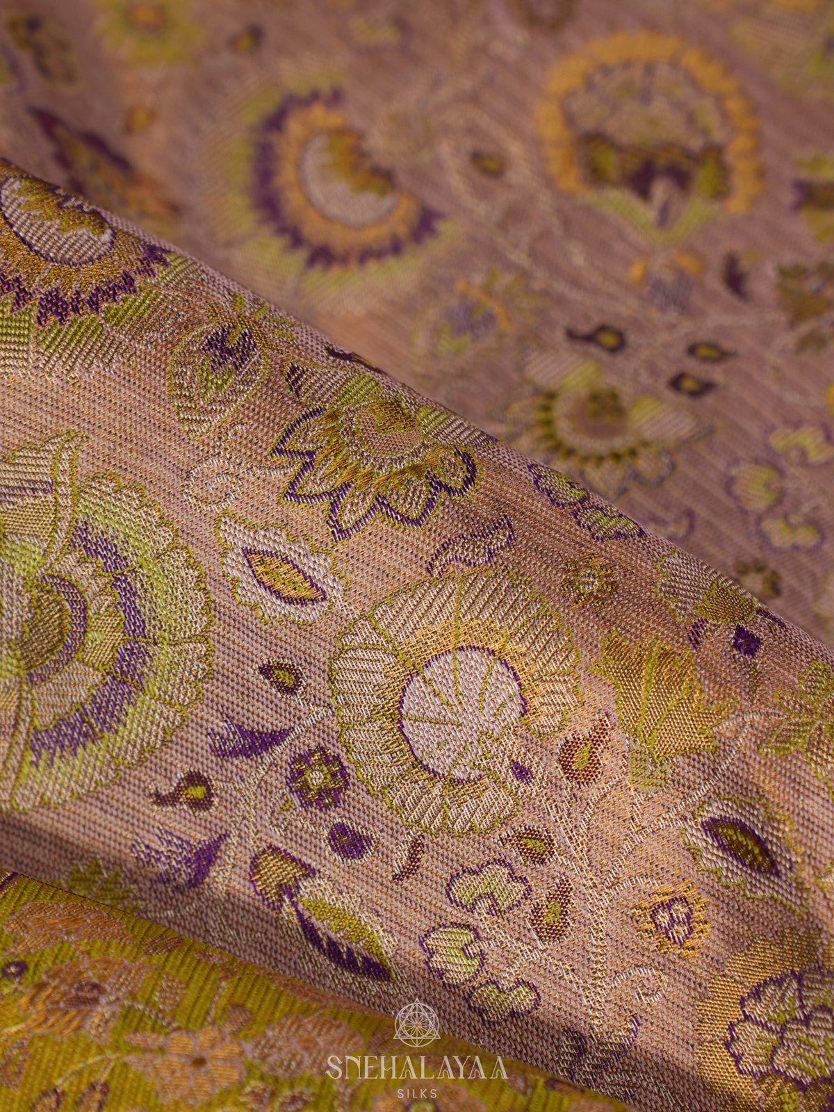 Lime Green Tissue Kanjivaram Silk Saree