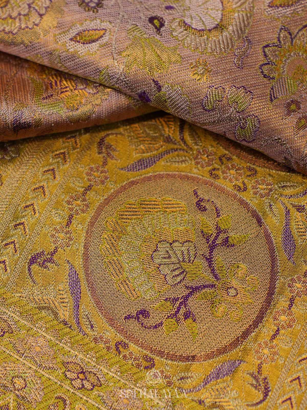 Lime Green Tissue Kanjivaram Silk Saree