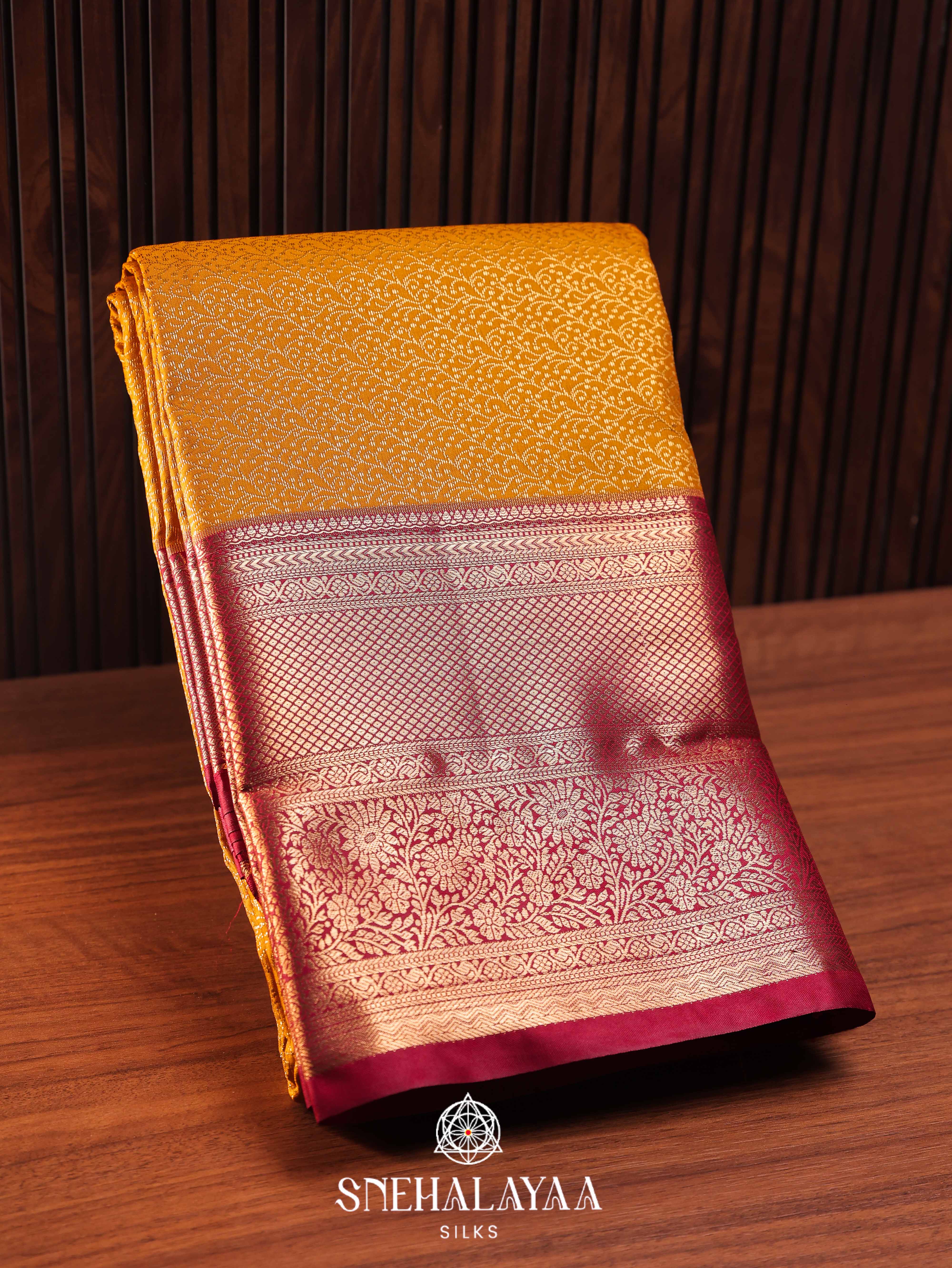 Mango Yellow Art Silk Saree