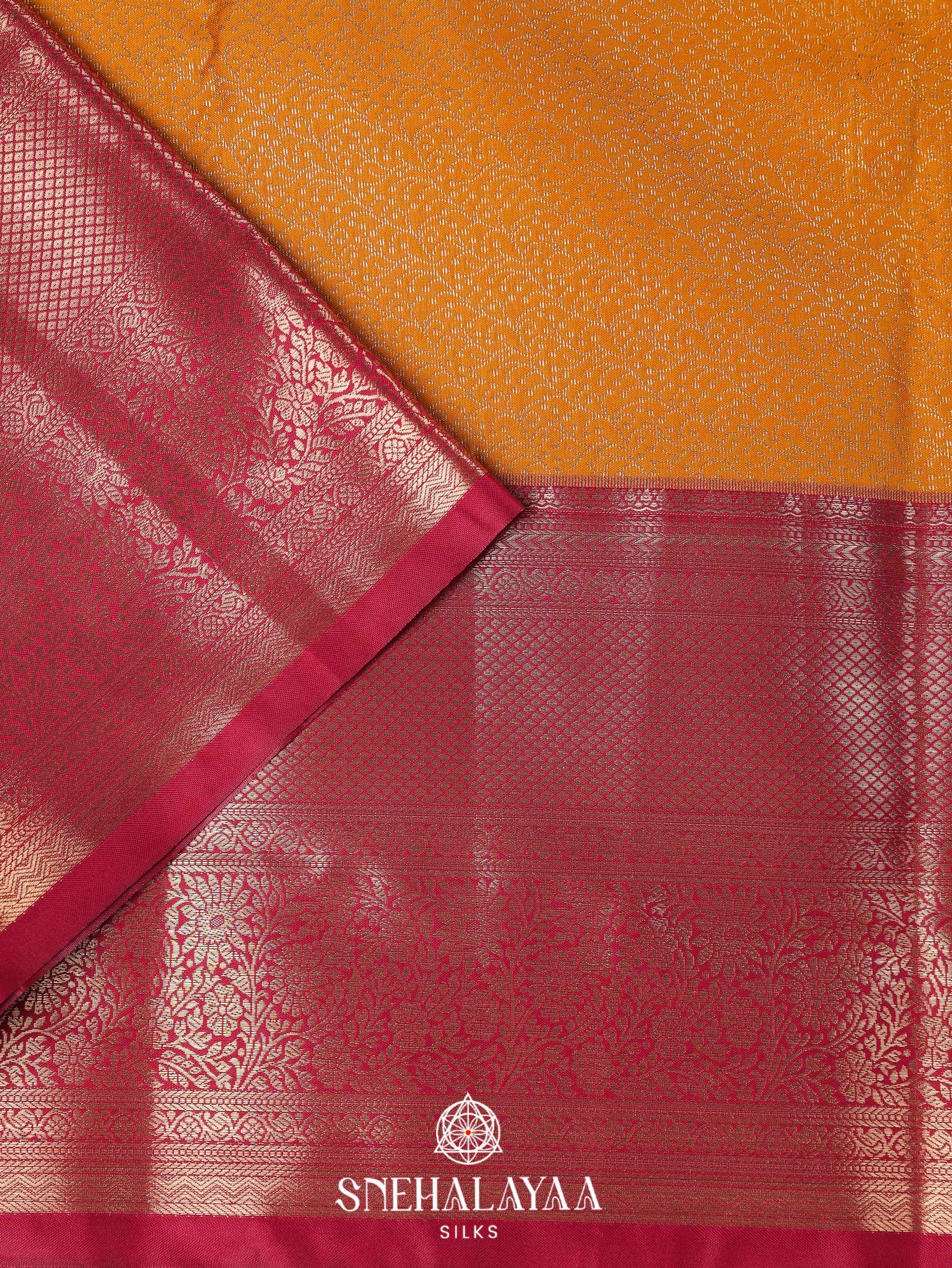 Mango Yellow Art Silk Saree