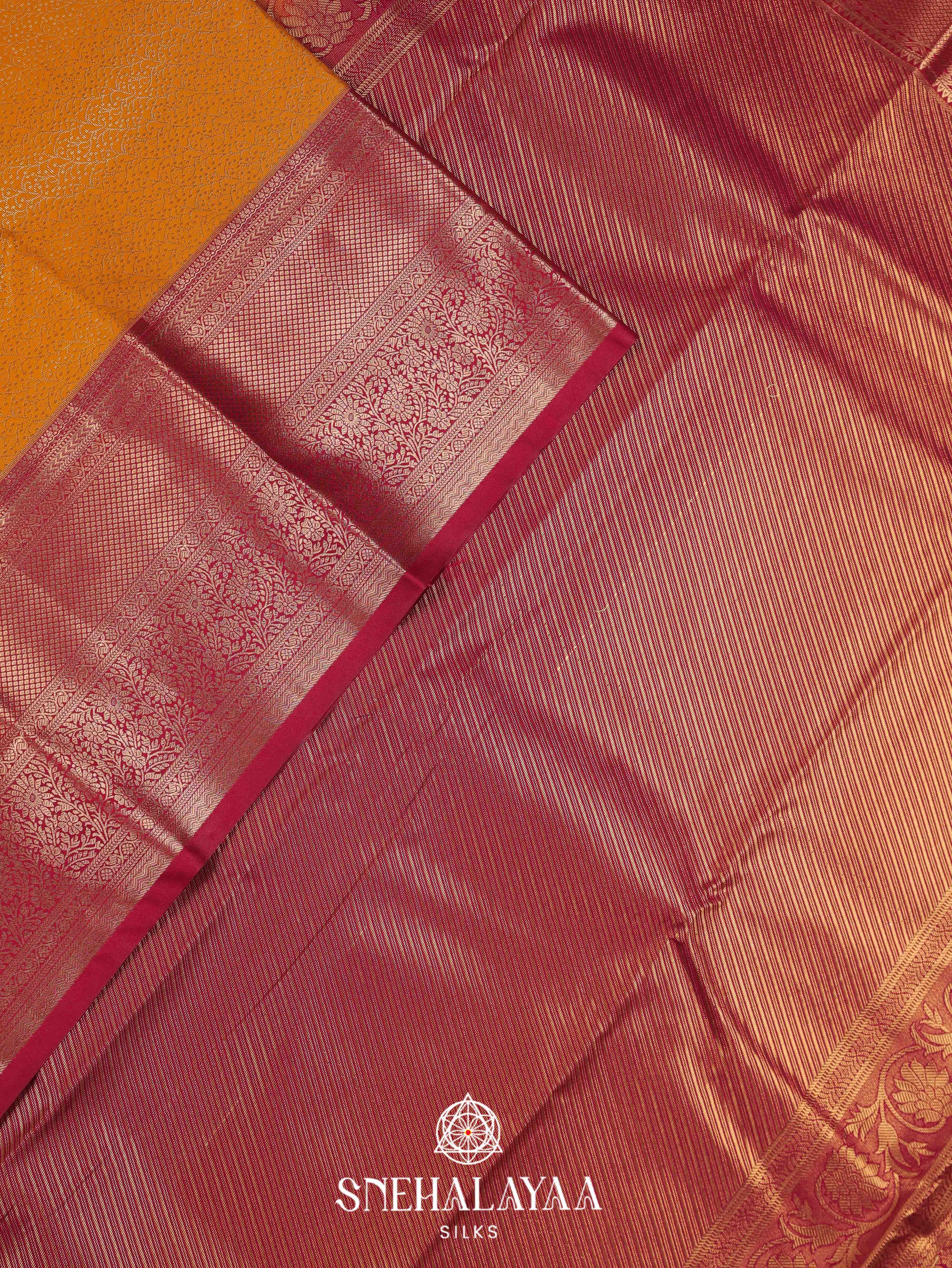 Mango Yellow Art Silk Saree