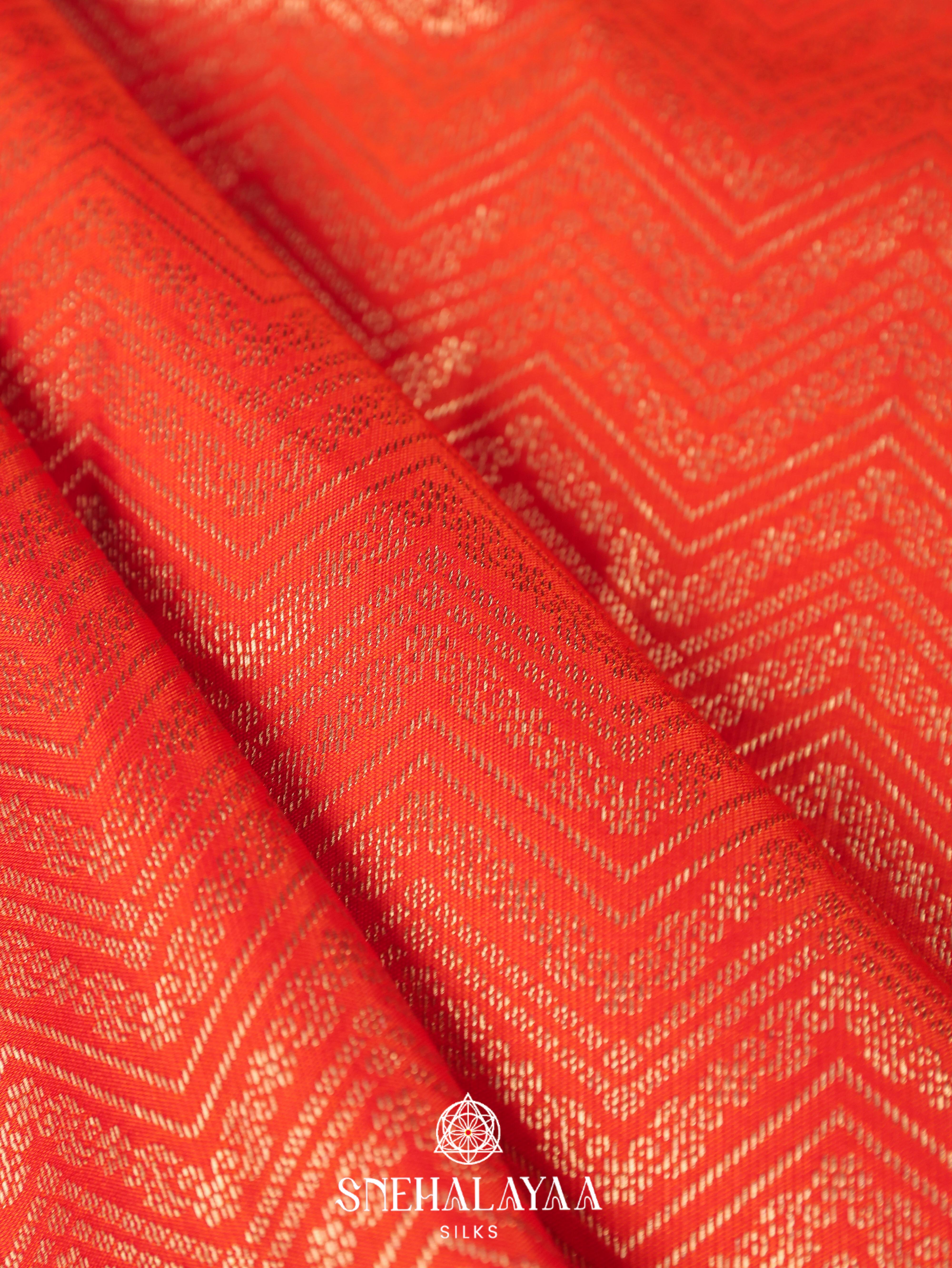 Rust Orange Art Silk Saree