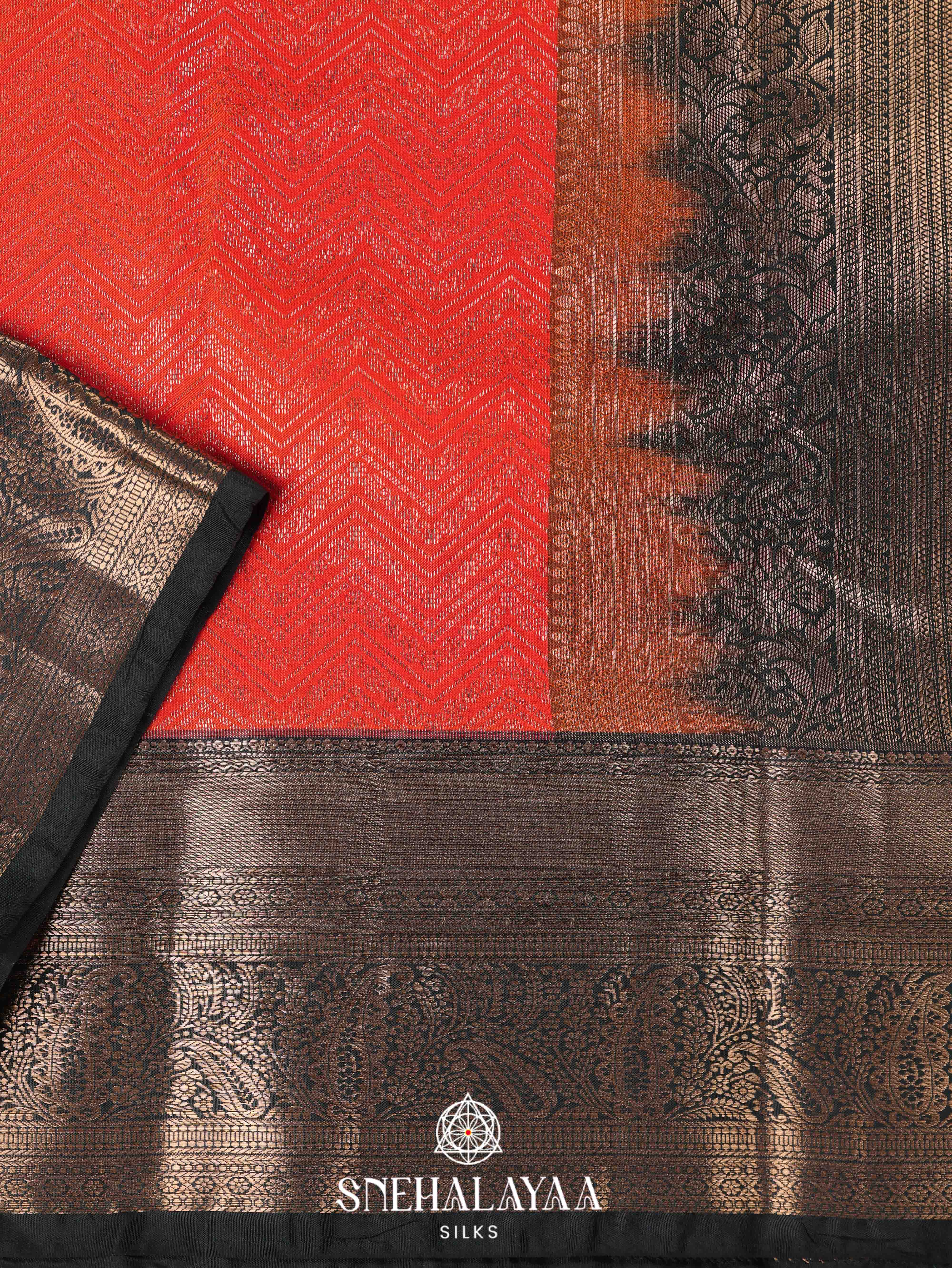 Rust Orange Art Silk Saree