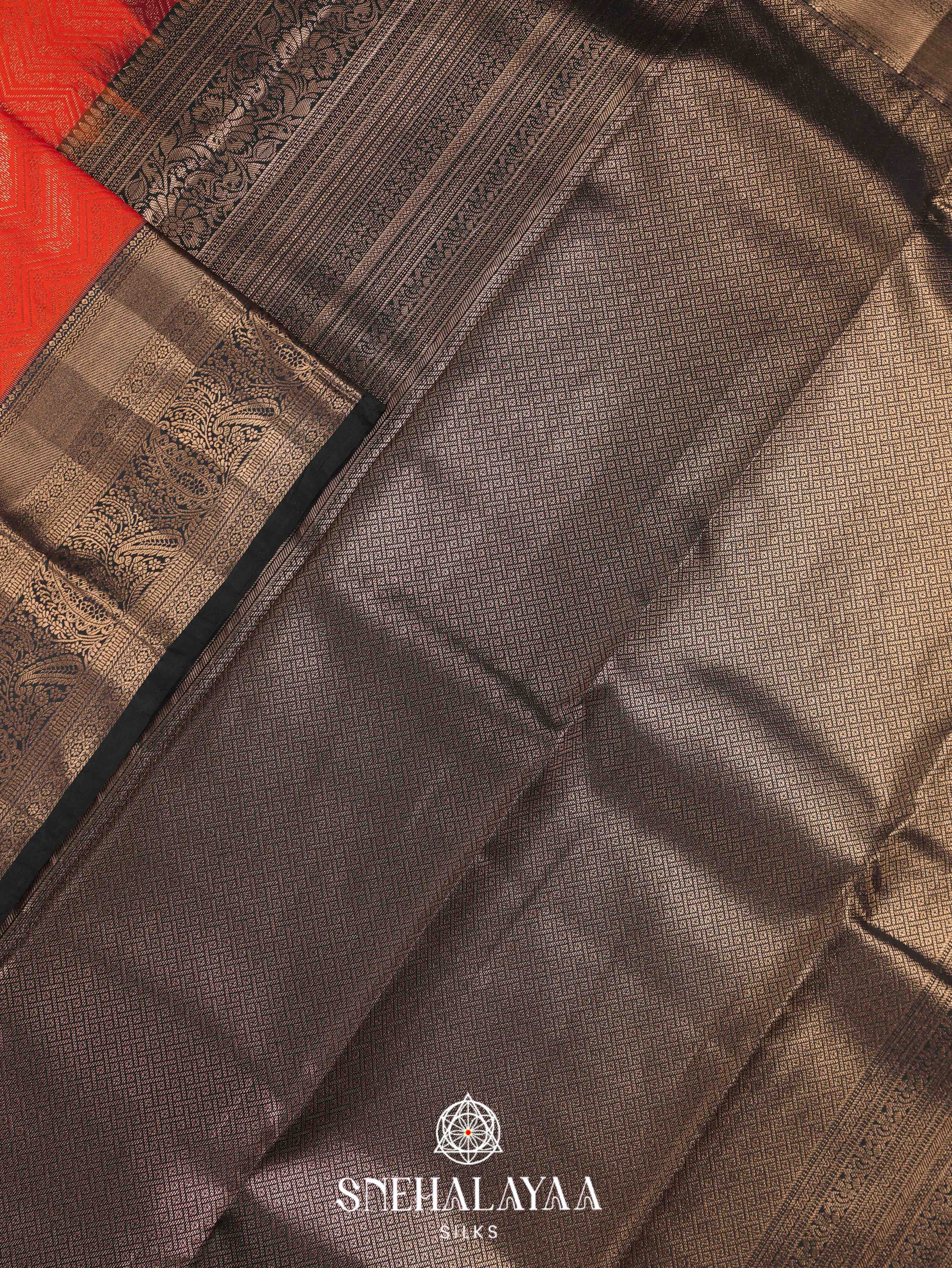 Rust Orange Art Silk Saree