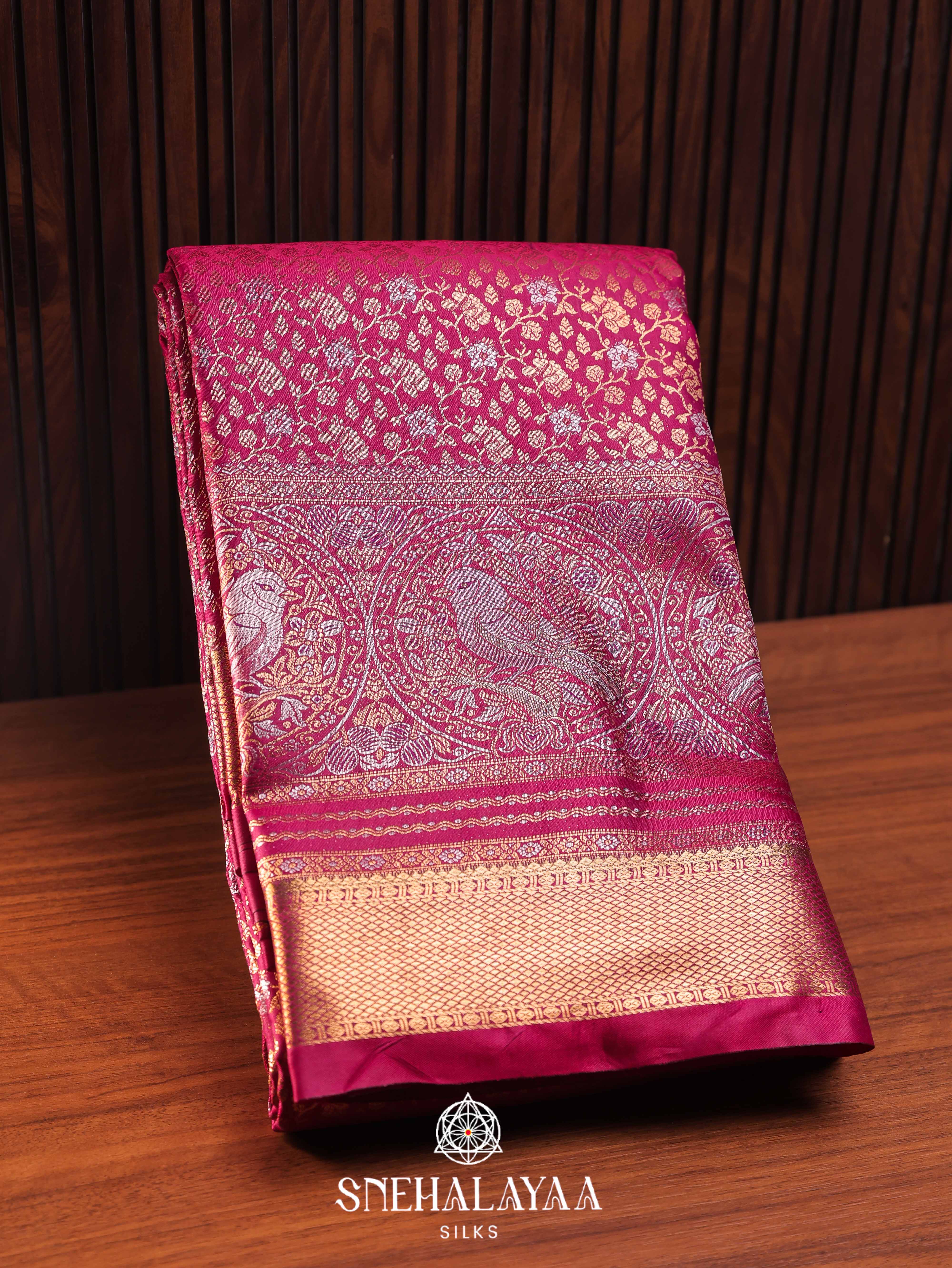 Magenta Pink Art Silk Saree