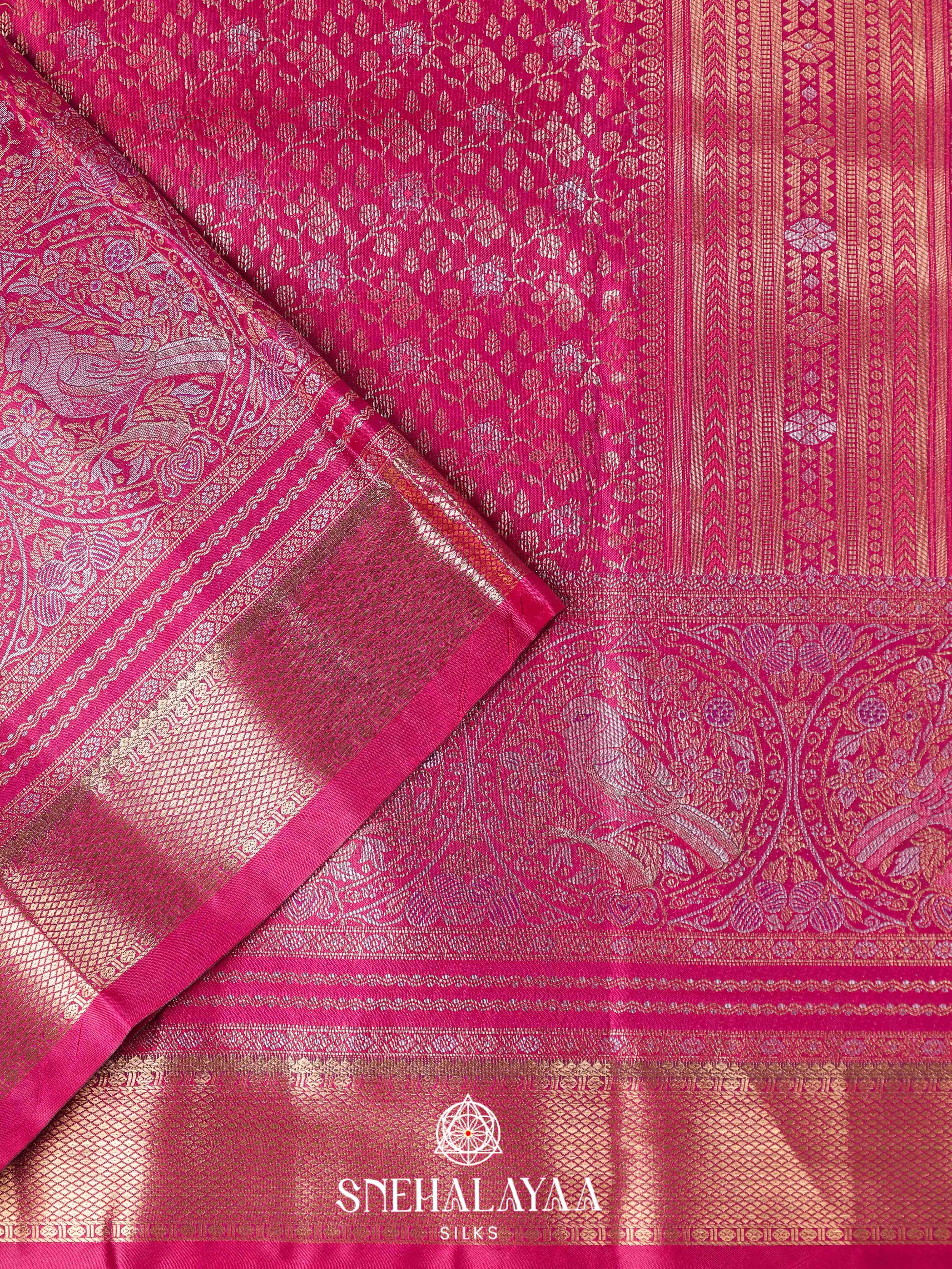 Magenta Pink Art Silk Saree