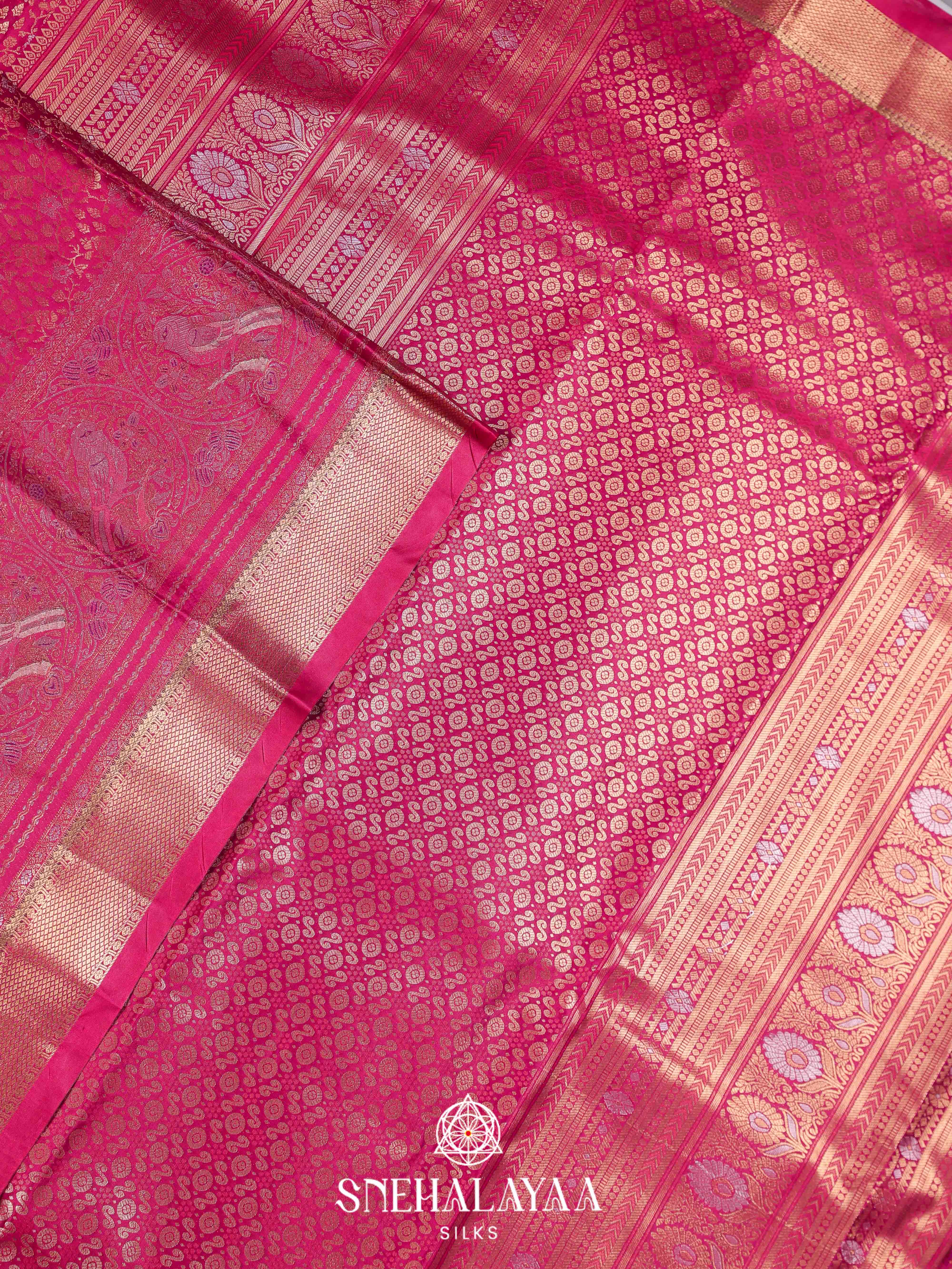Magenta Pink Art Silk Saree