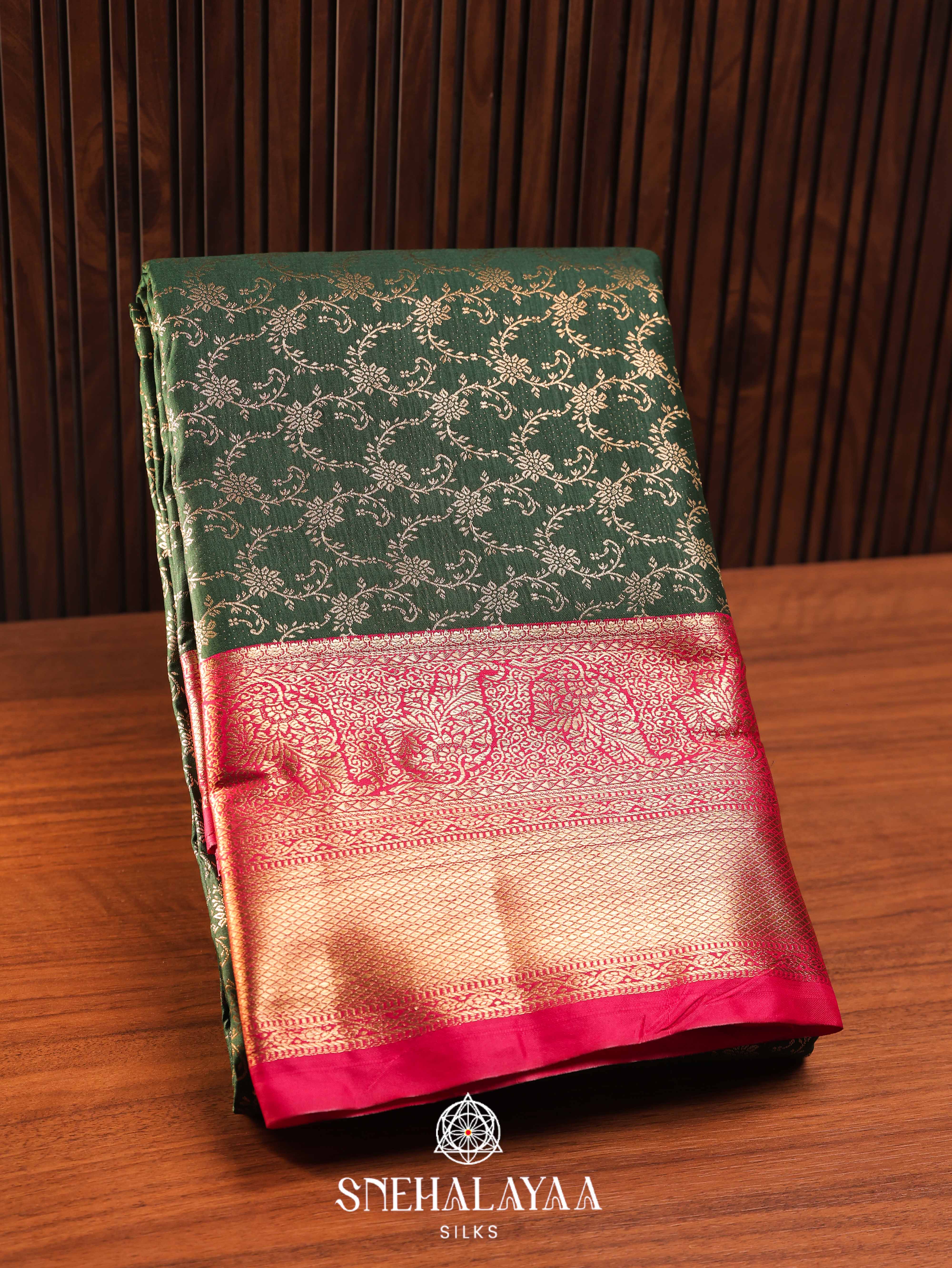 Forest Green Art Silk Saree