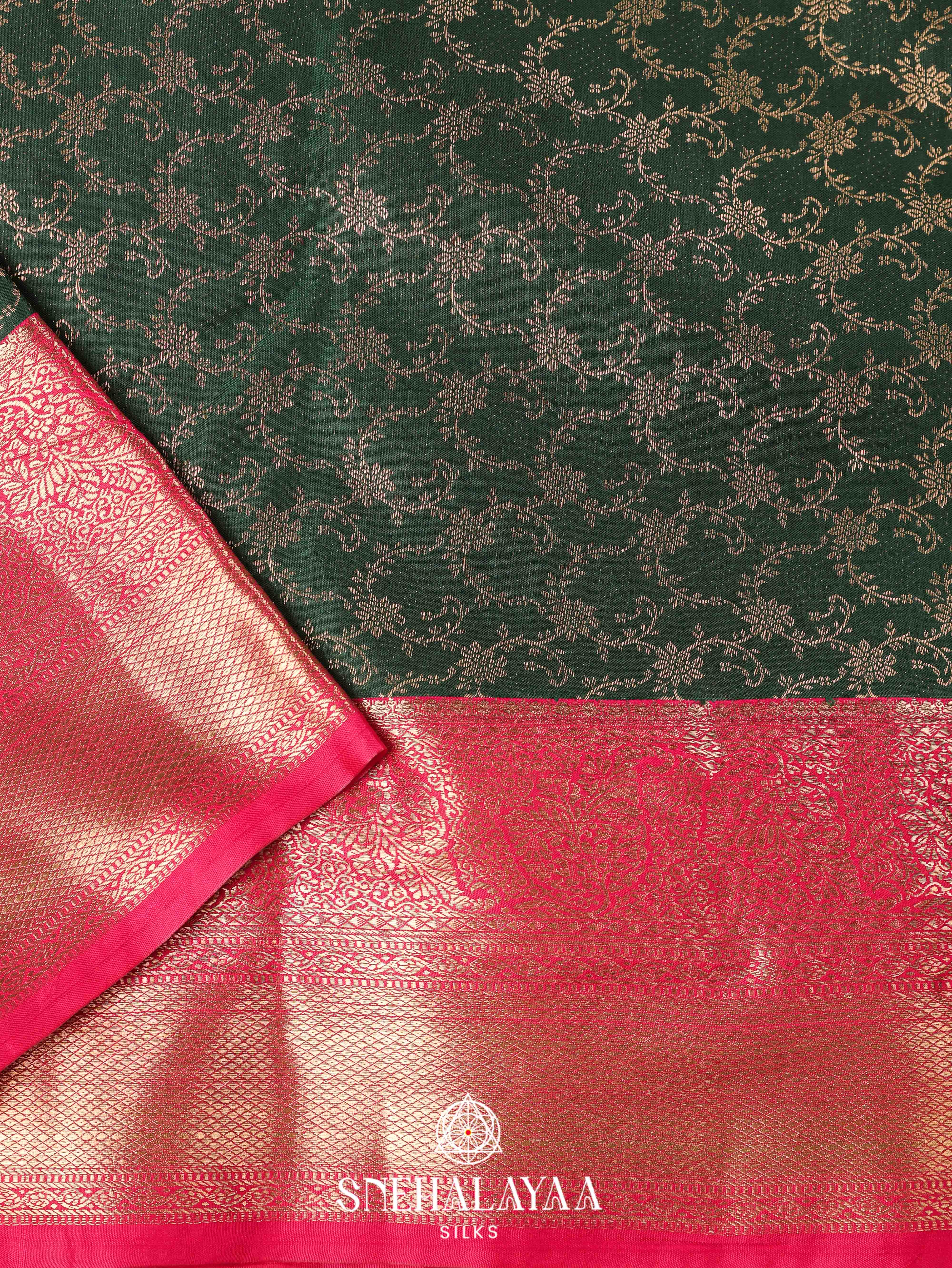 Forest Green Art Silk Saree