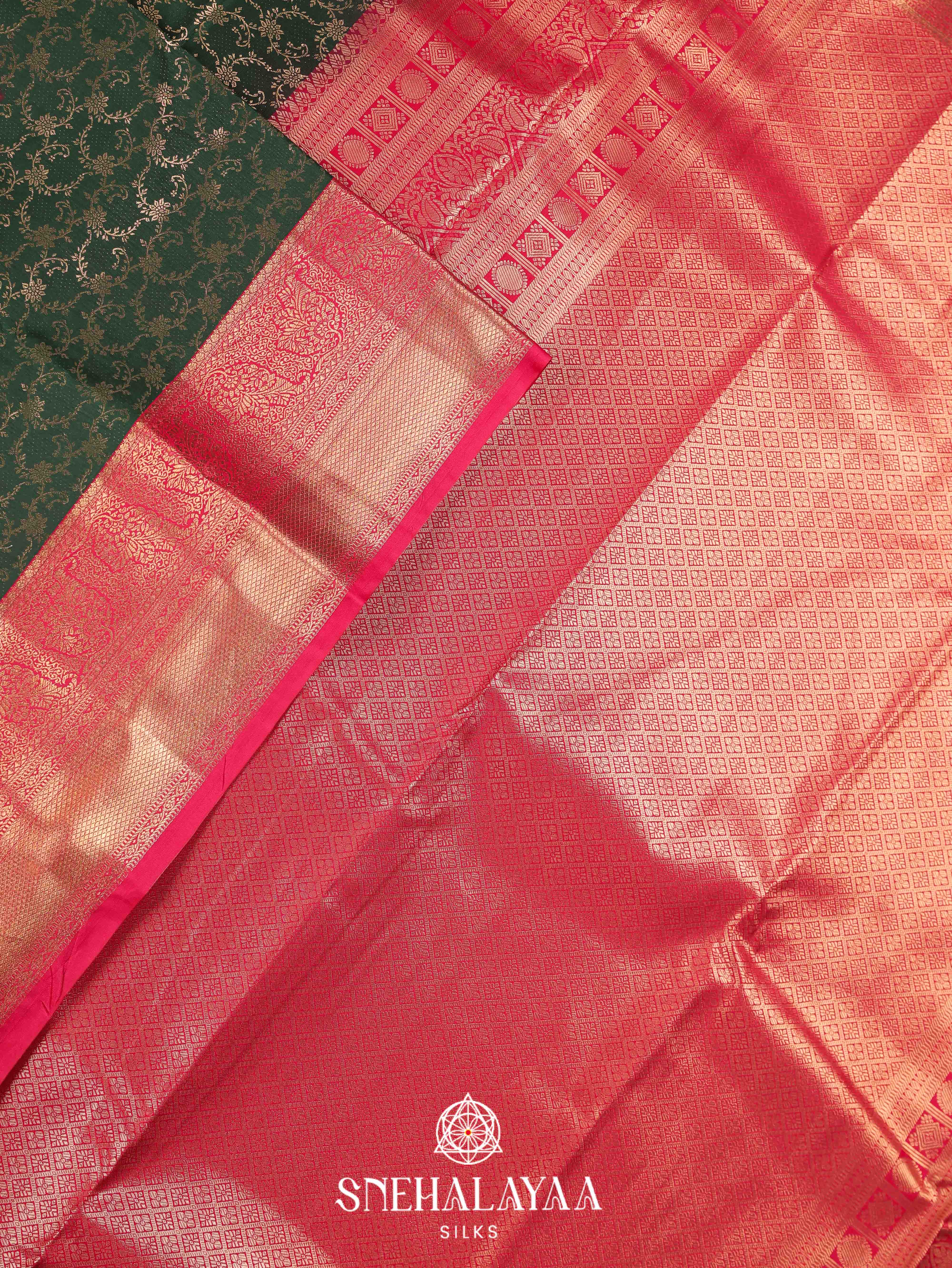 Forest Green Art Silk Saree
