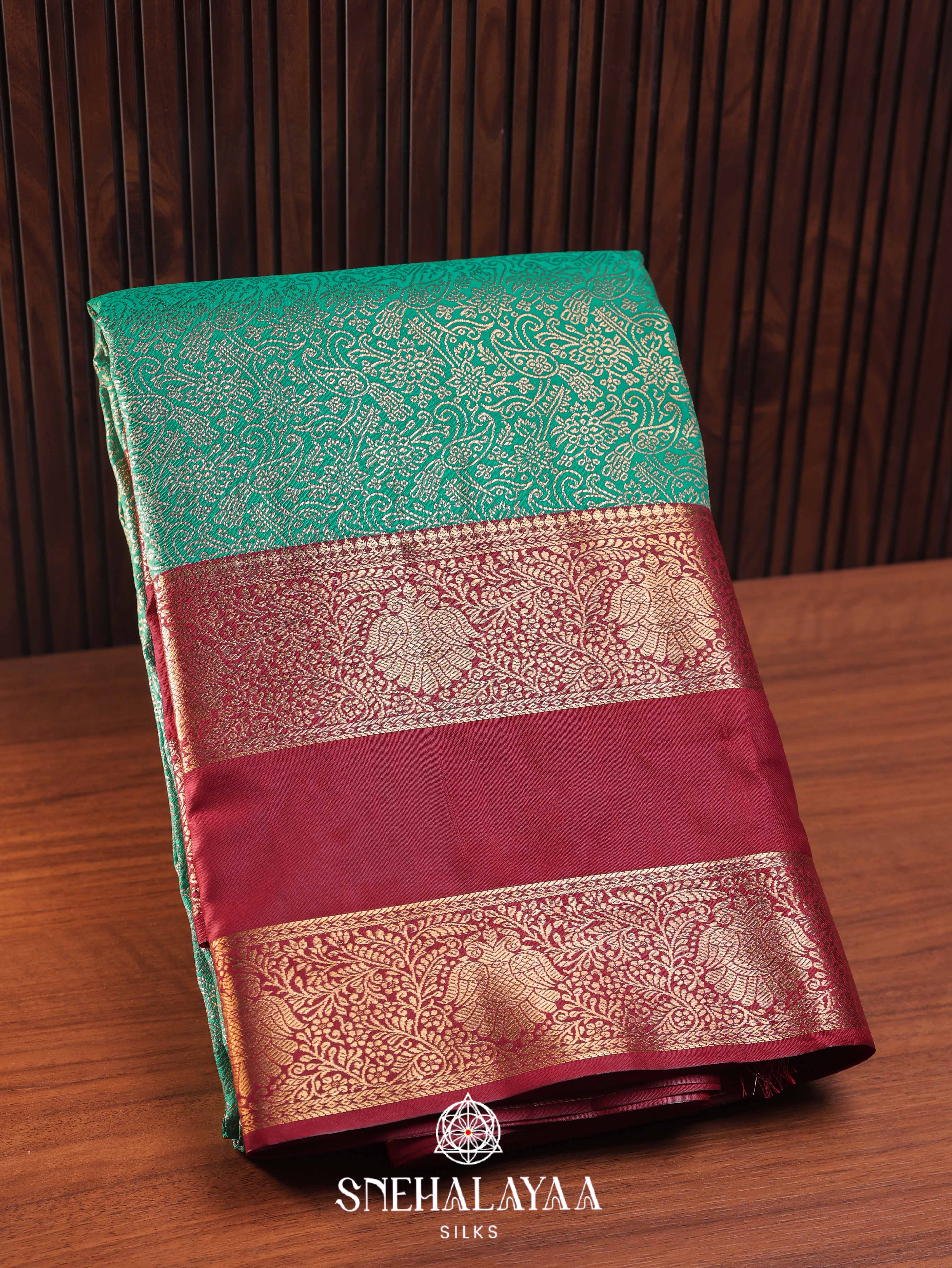 Pistacho Green Art Silk Saree