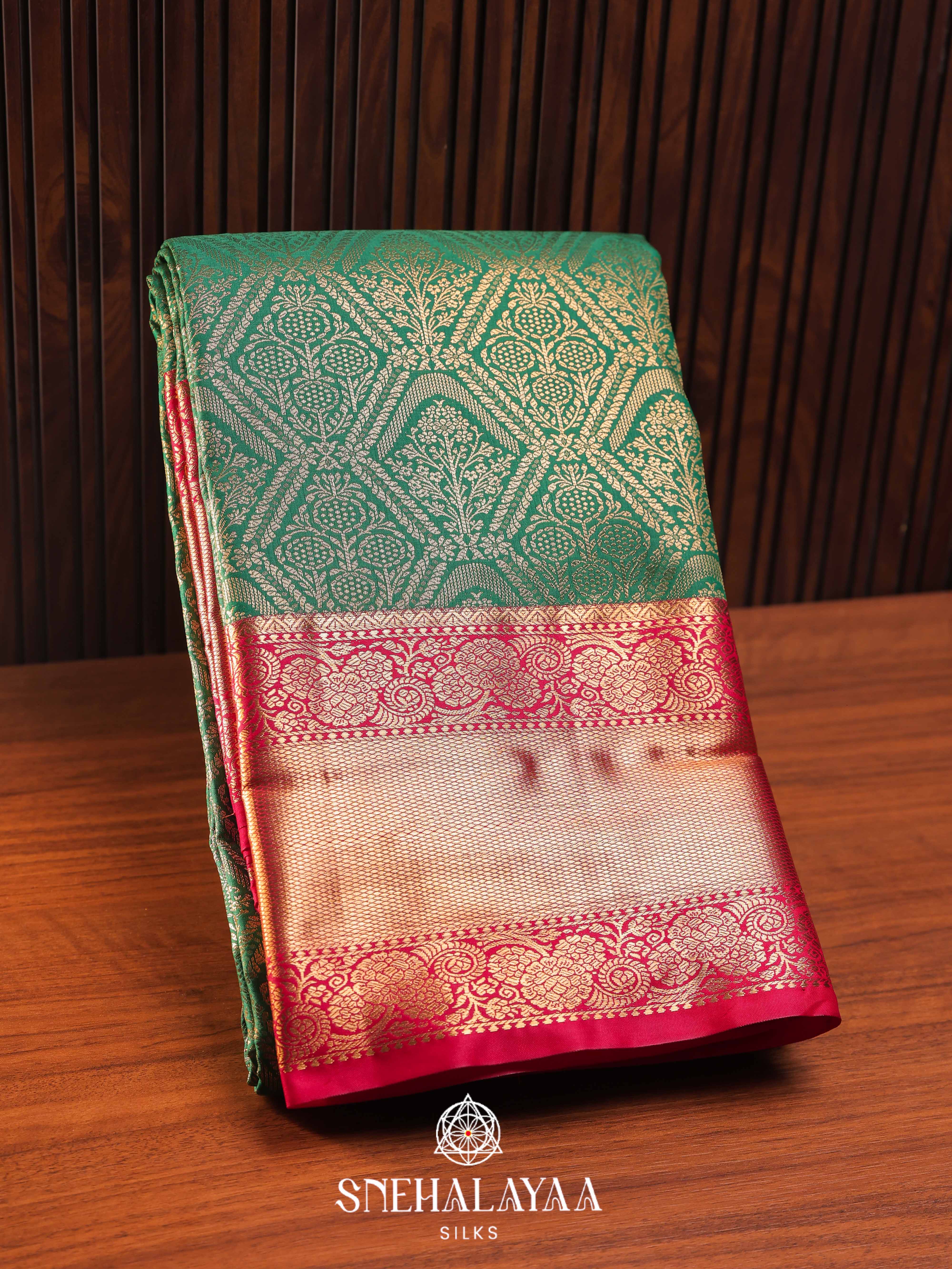 Forest Green Art Silk Saree