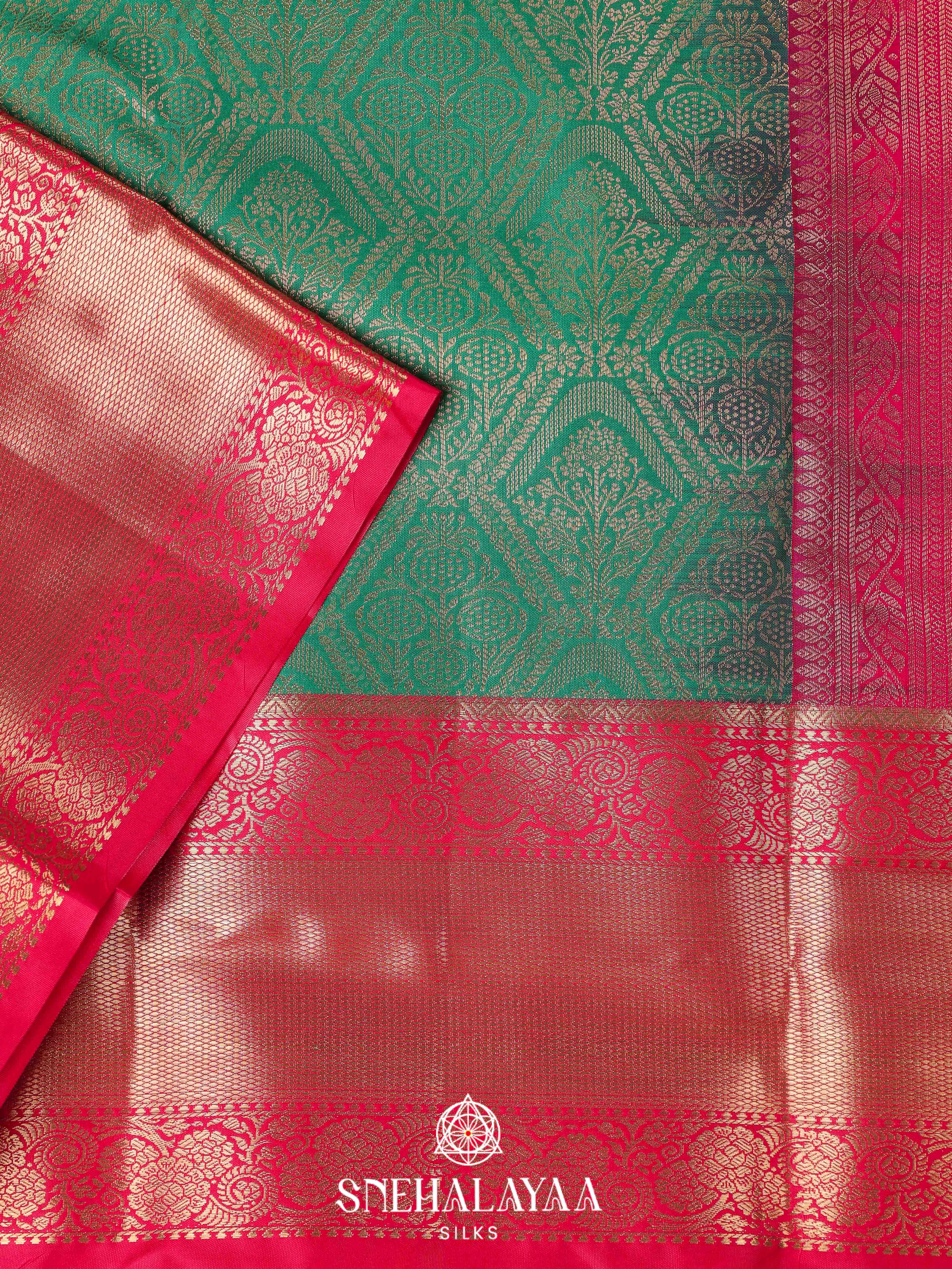 Forest Green Art Silk Saree