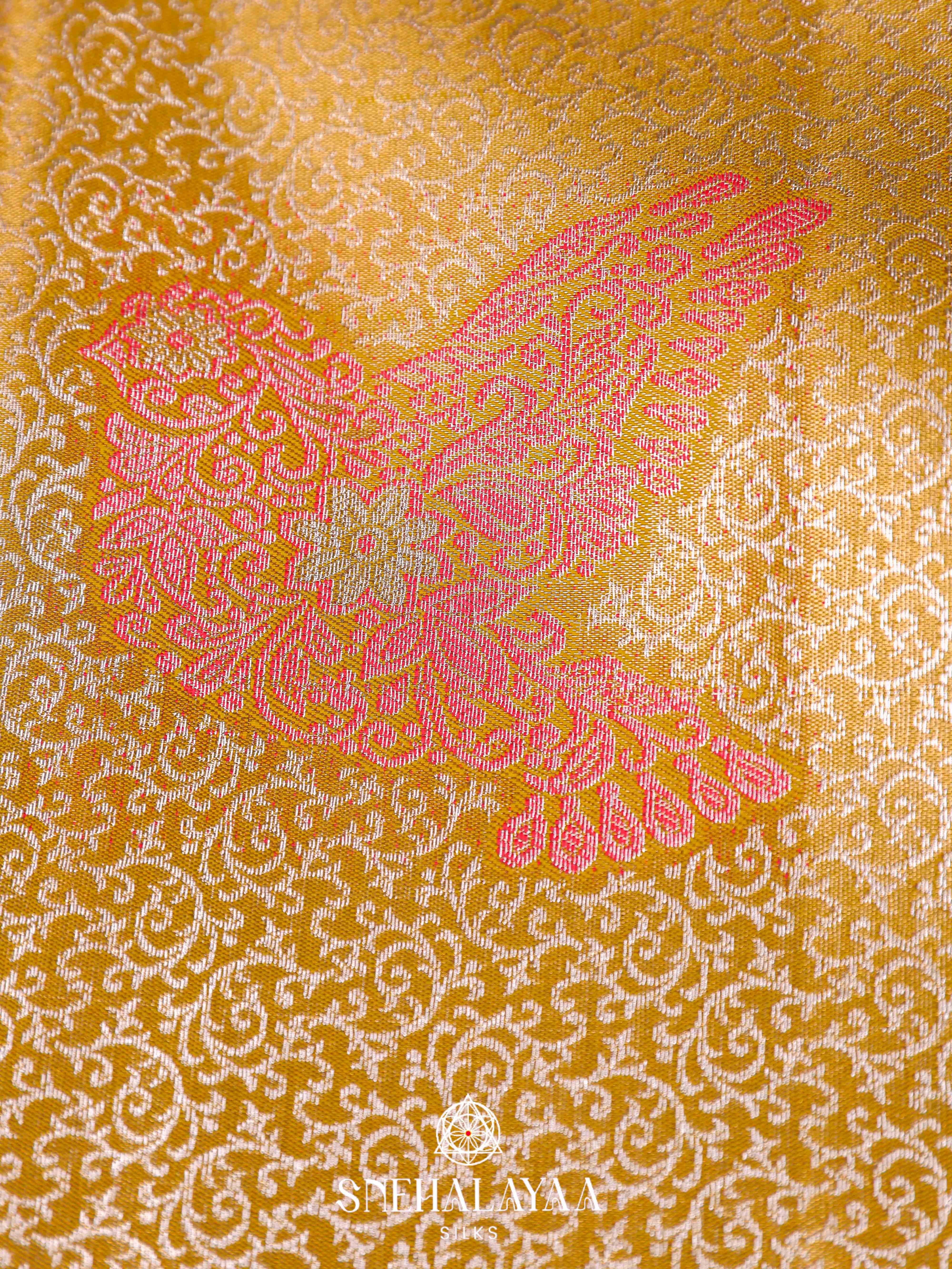 Golden Yellow Art Silk Saree