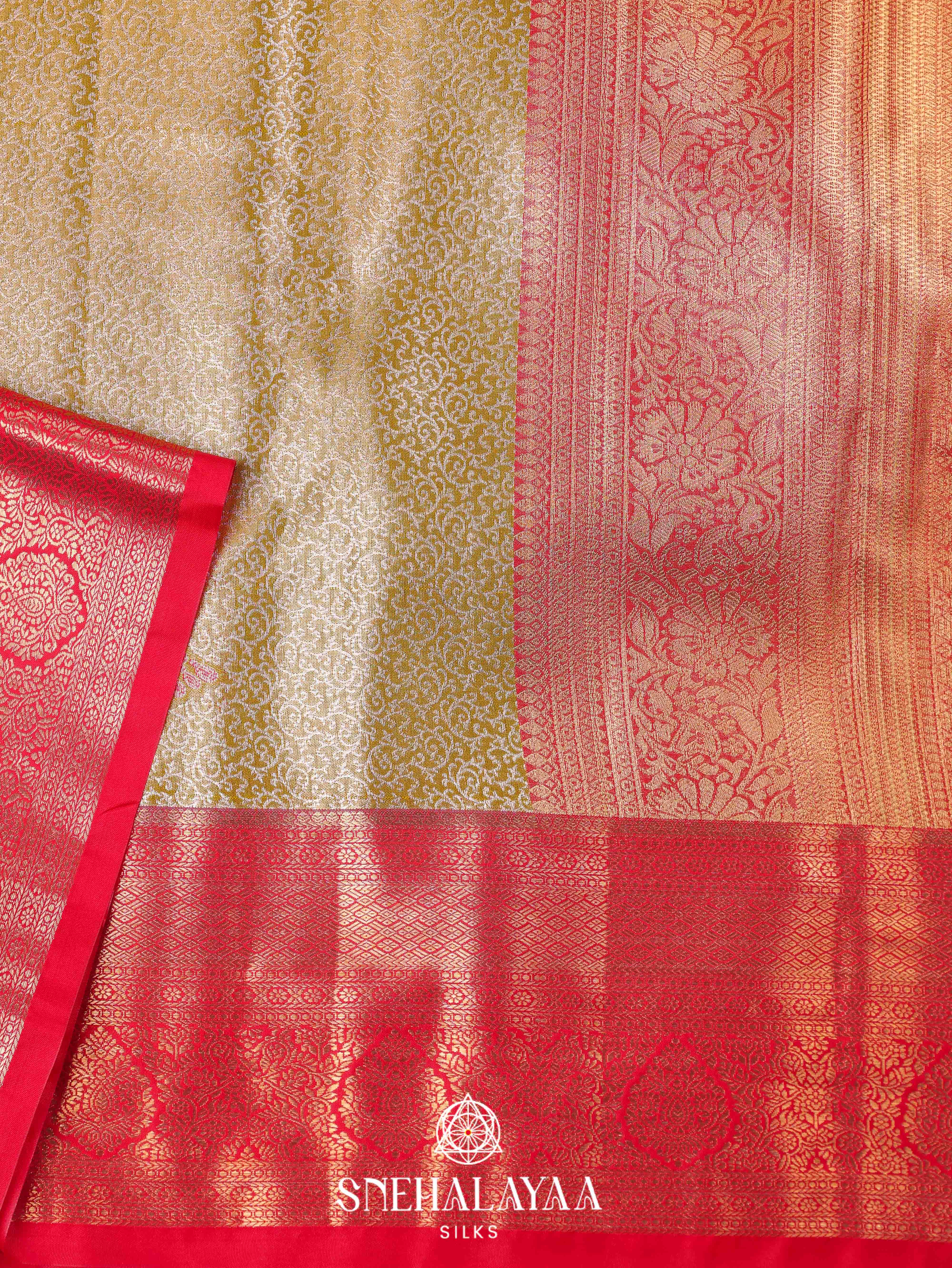 Golden Yellow Art Silk Saree