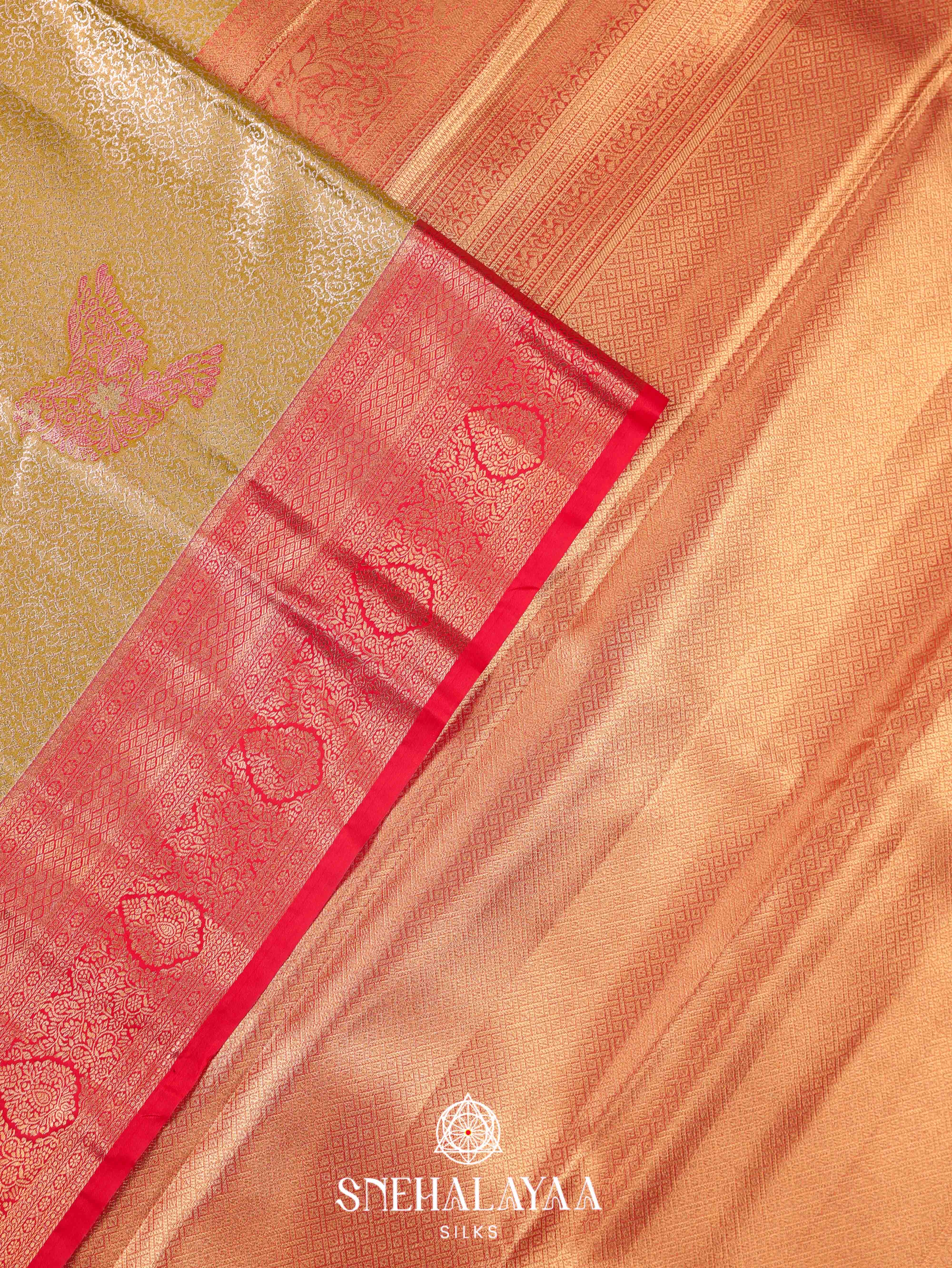 Golden Yellow Art Silk Saree