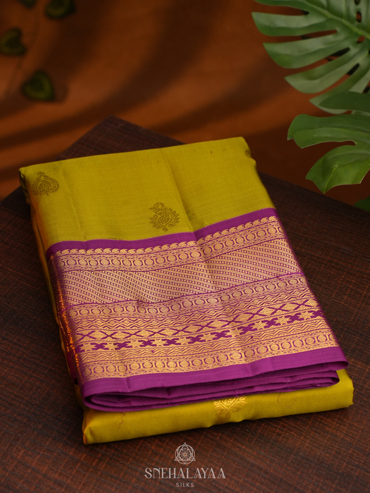 Lime Green Kanjivaram Silk Saree