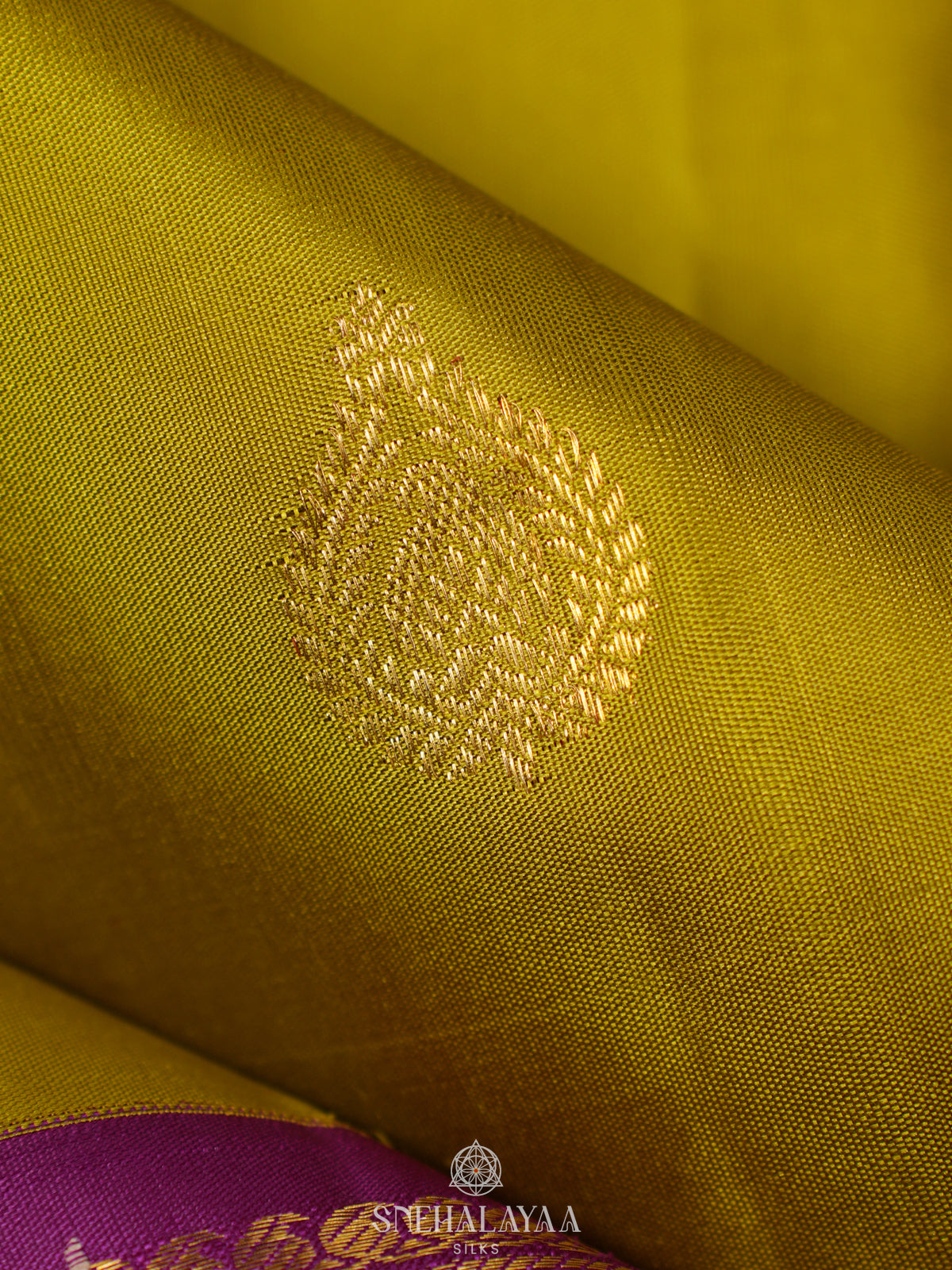 Lime Green Kanjivaram Silk Saree