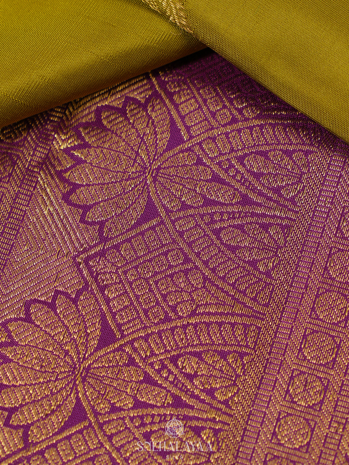 Lime Green Kanjivaram Silk Saree