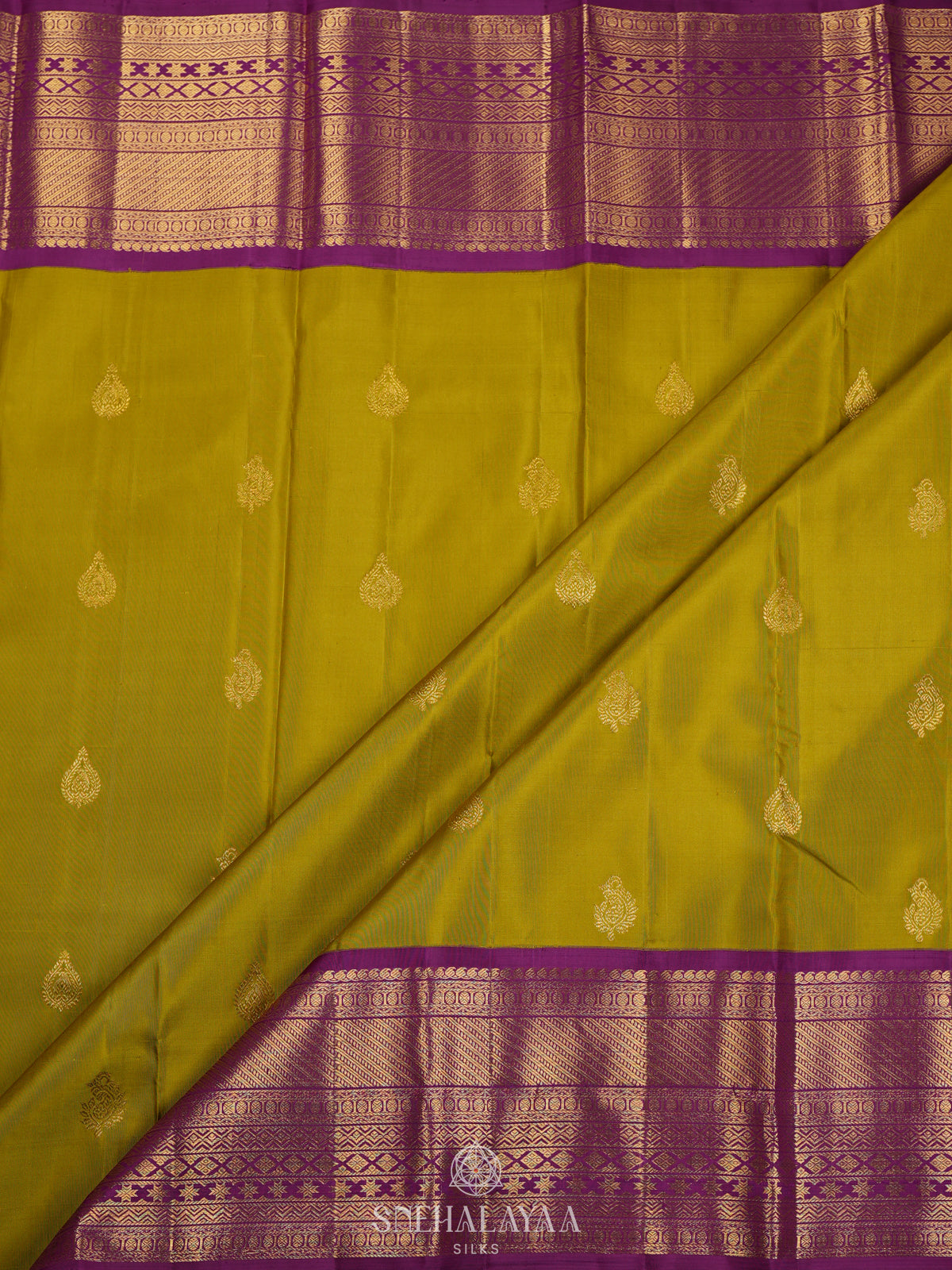 Lime Green Kanjivaram Silk Saree