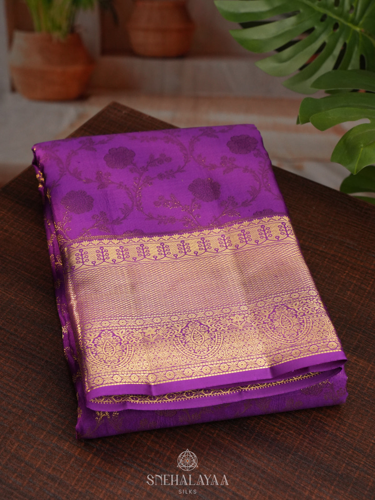Violet Kanjivaram Silk Saree