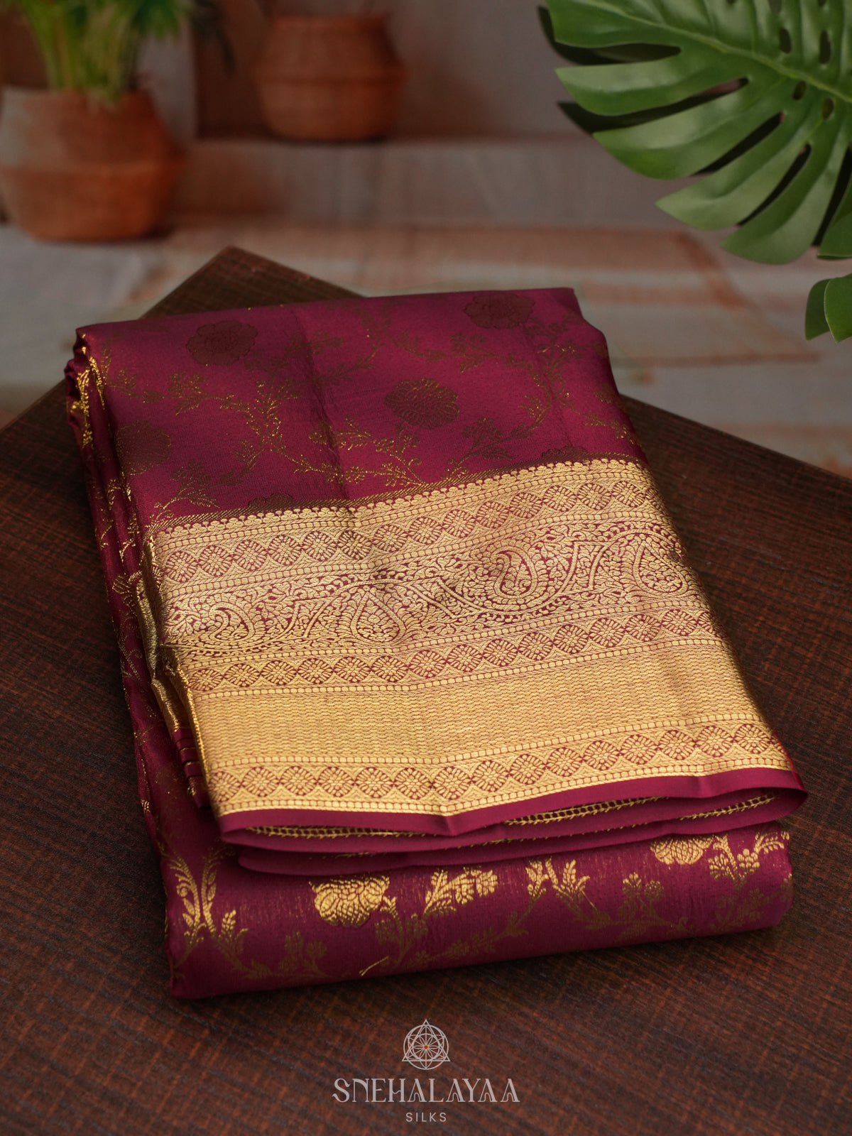 Maroon Kanjivaram Silk Saree