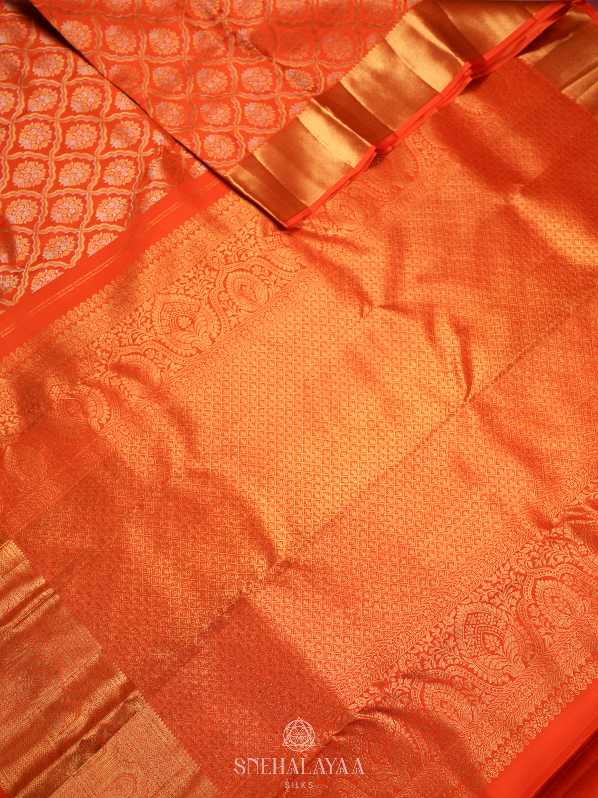 Orange Kanjivaram Silk Saree