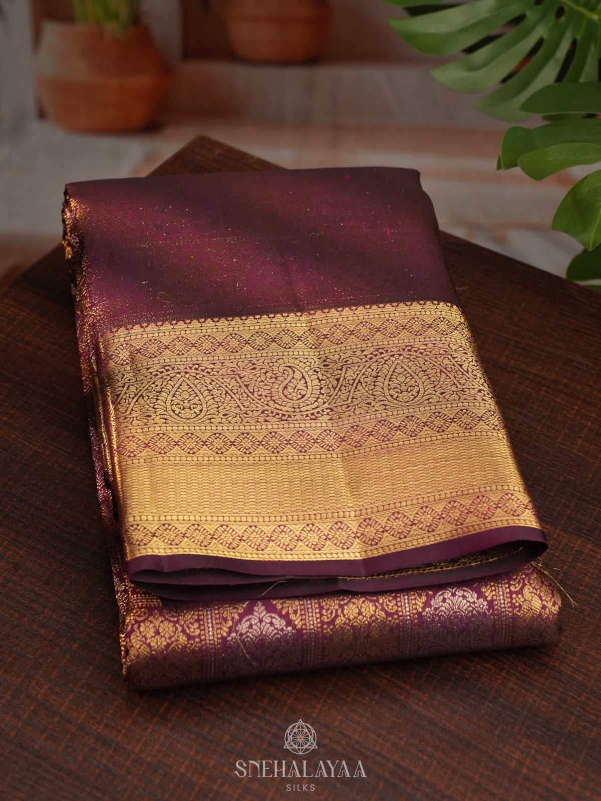 Burgundy Kanjivaram Silk Saree
