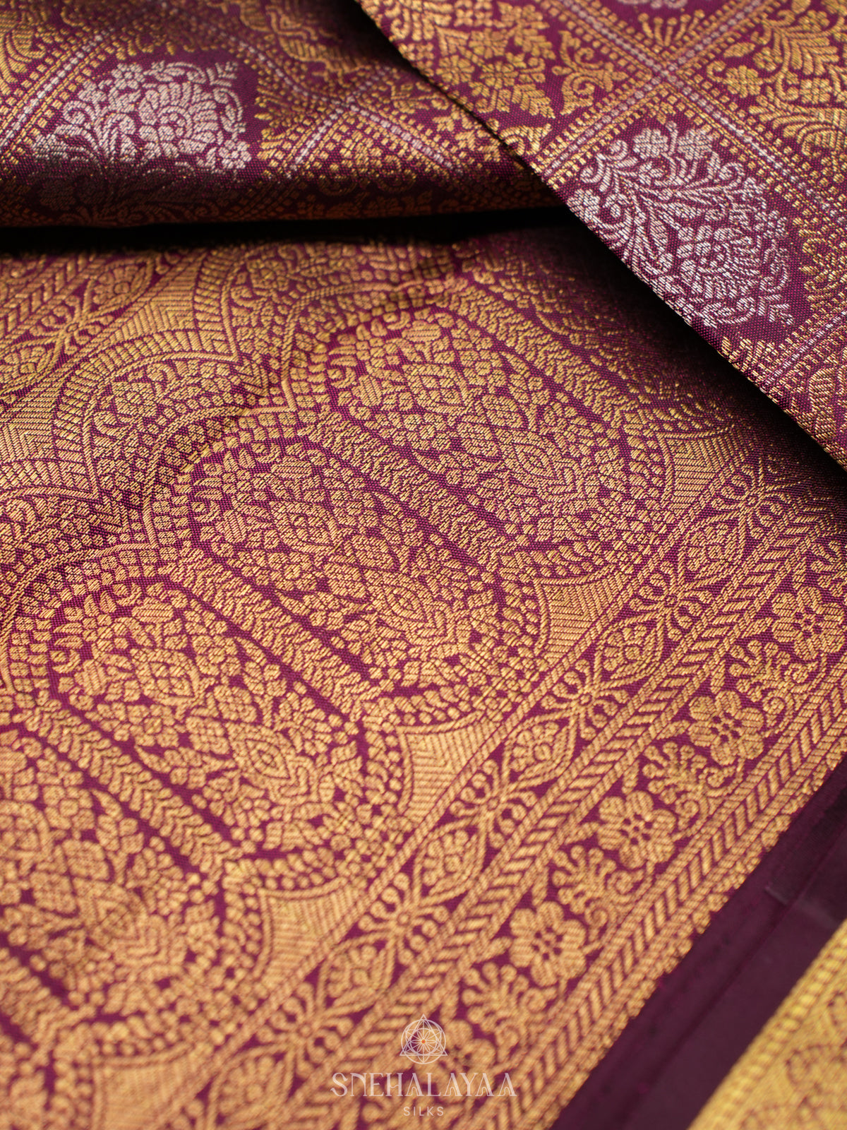 Burgundy Kanjivaram Silk Saree