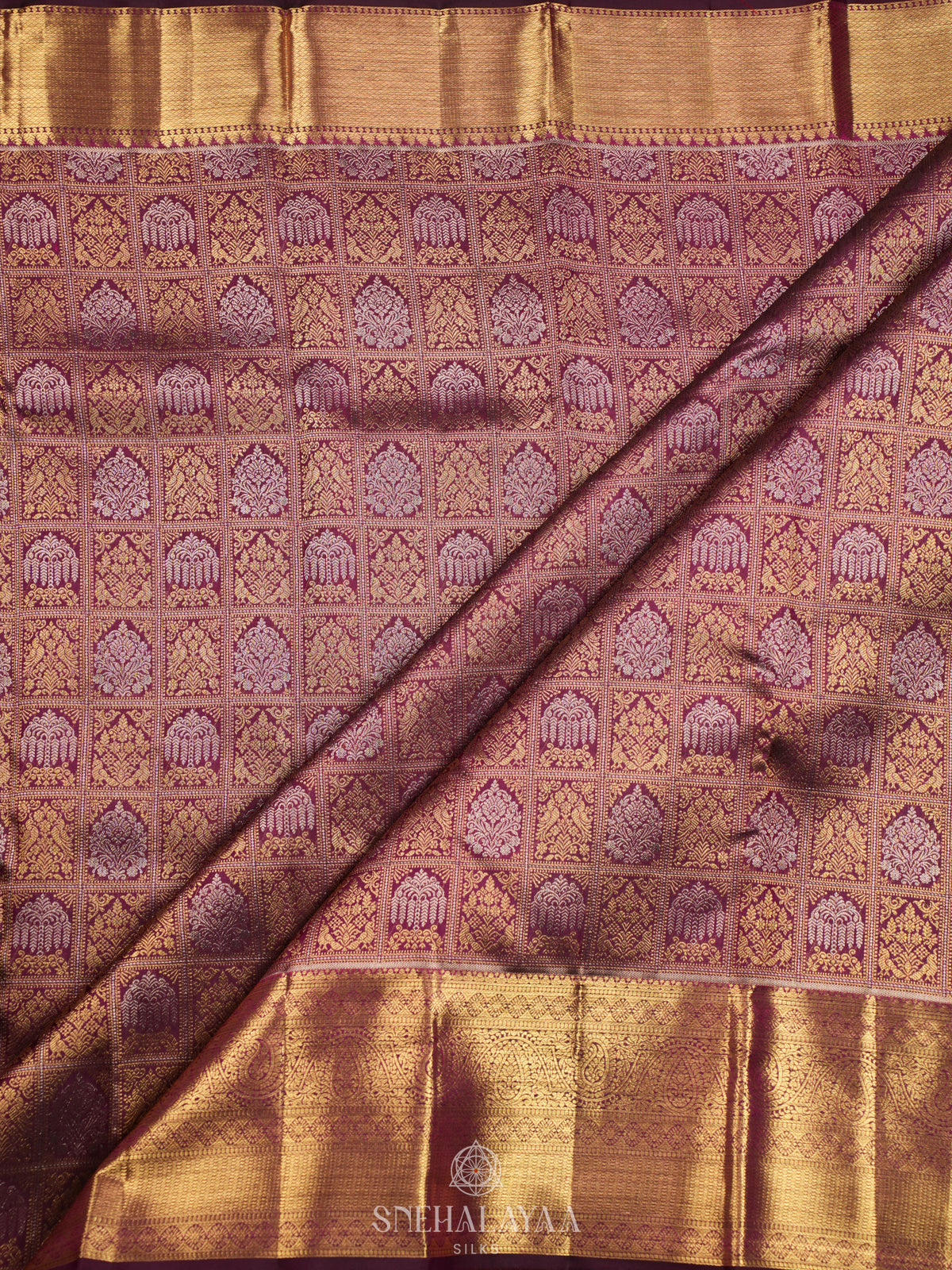 Burgundy Kanjivaram Silk Saree