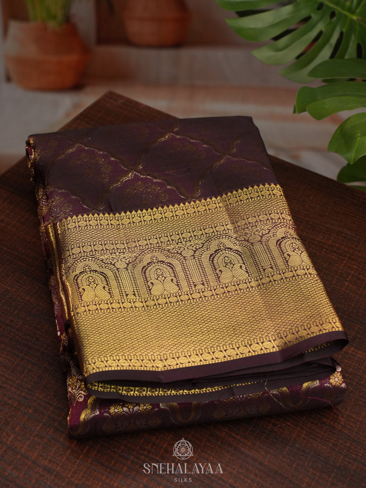 Wine Kanjivaram Silk Saree