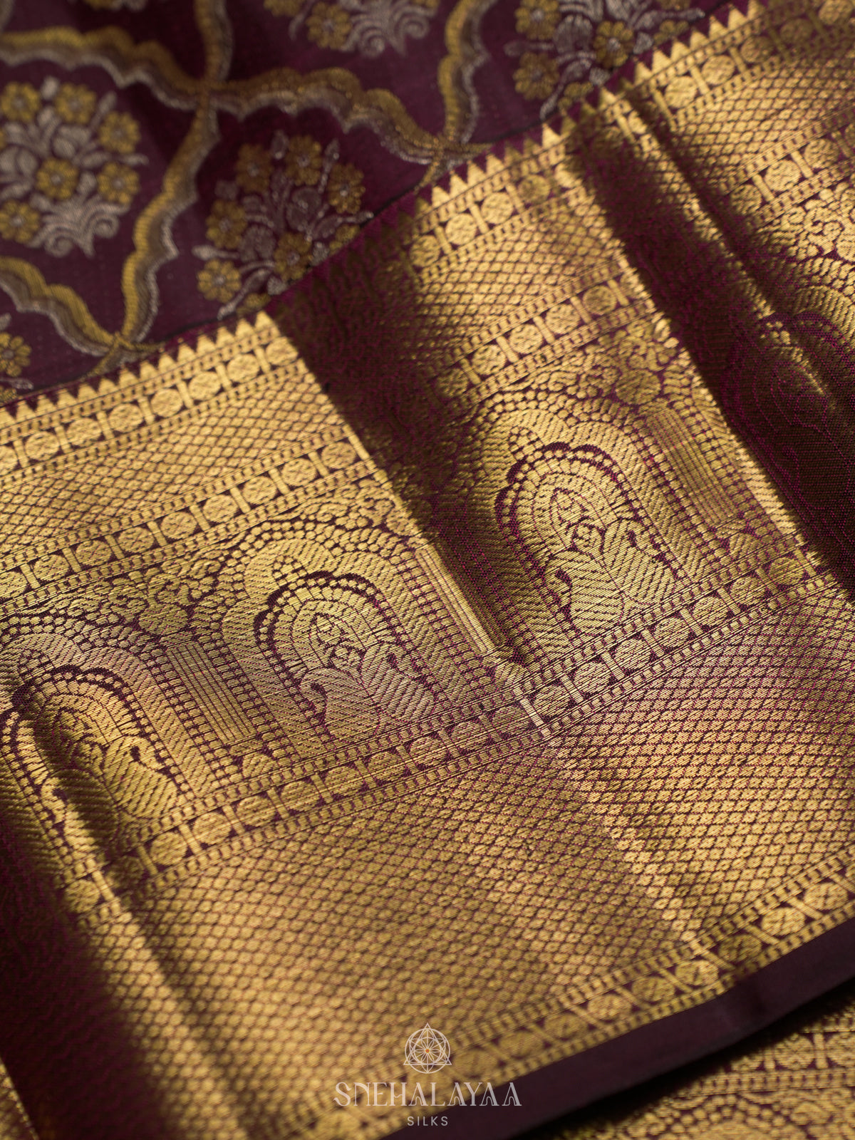 Wine Kanjivaram Silk Saree