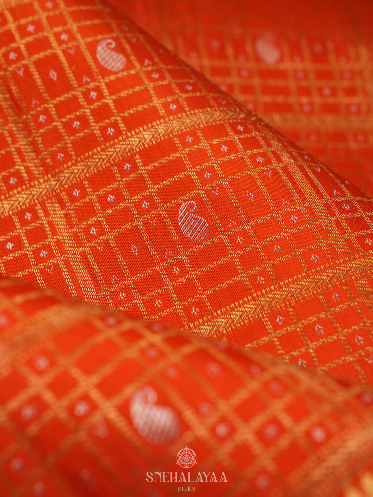 Rust Orange Kanjivaram Silk Saree