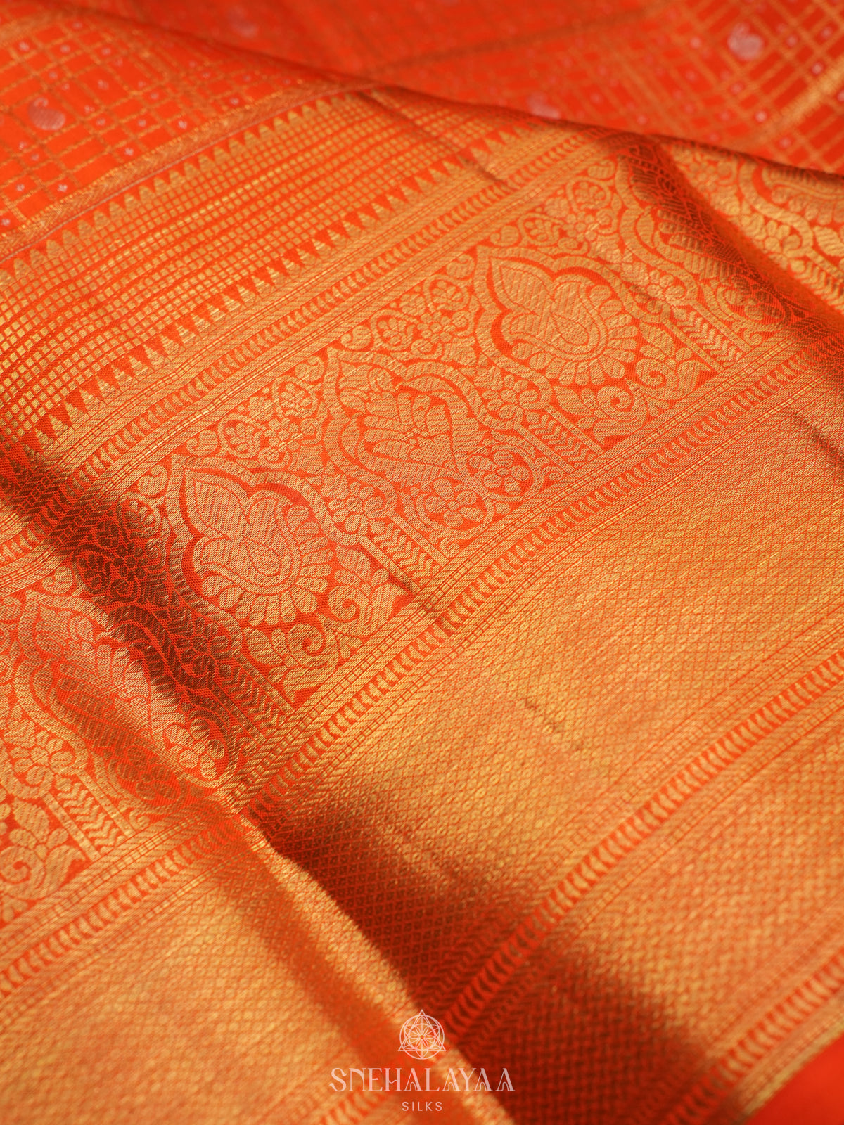 Rust Orange Kanjivaram Silk Saree