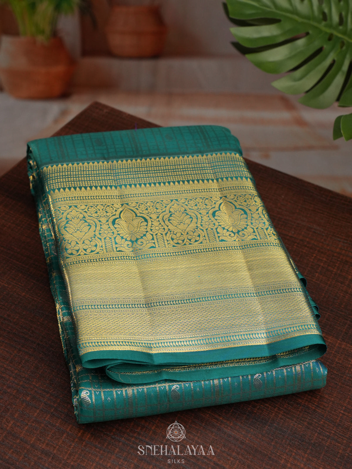 Teal Green Kanjivaram Silk Saree