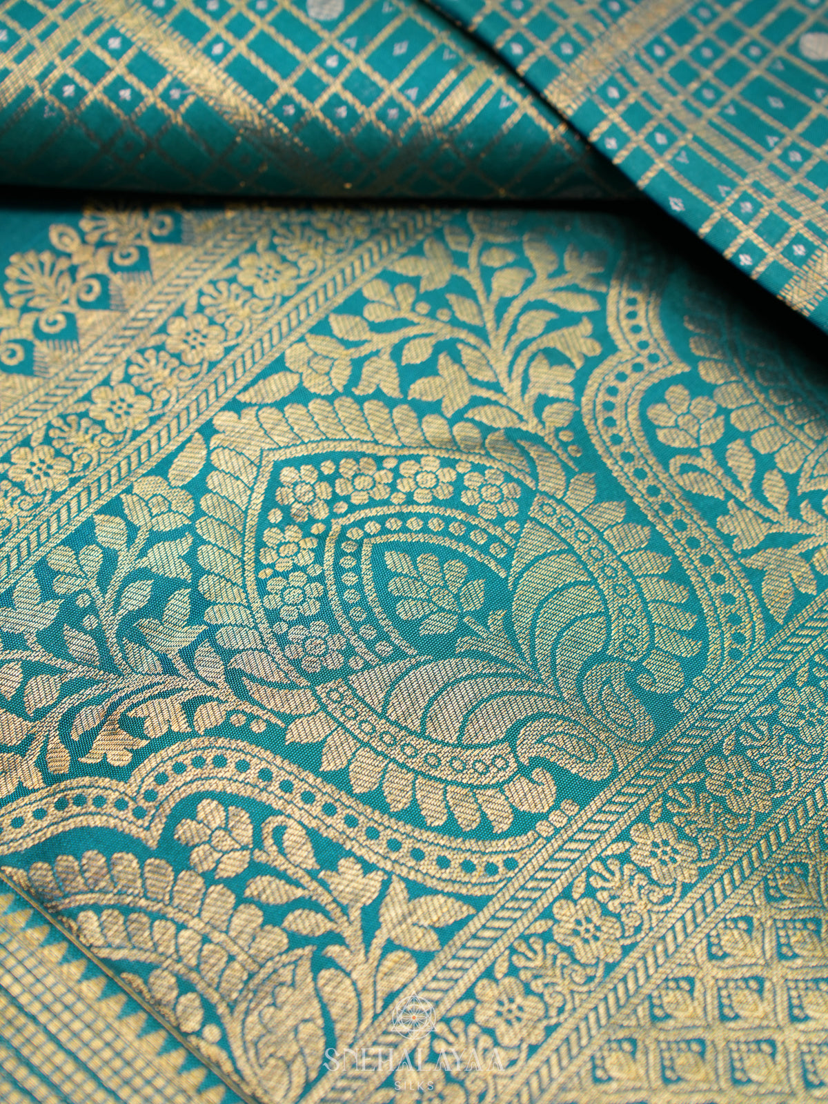 Teal Green Kanjivaram Silk Saree