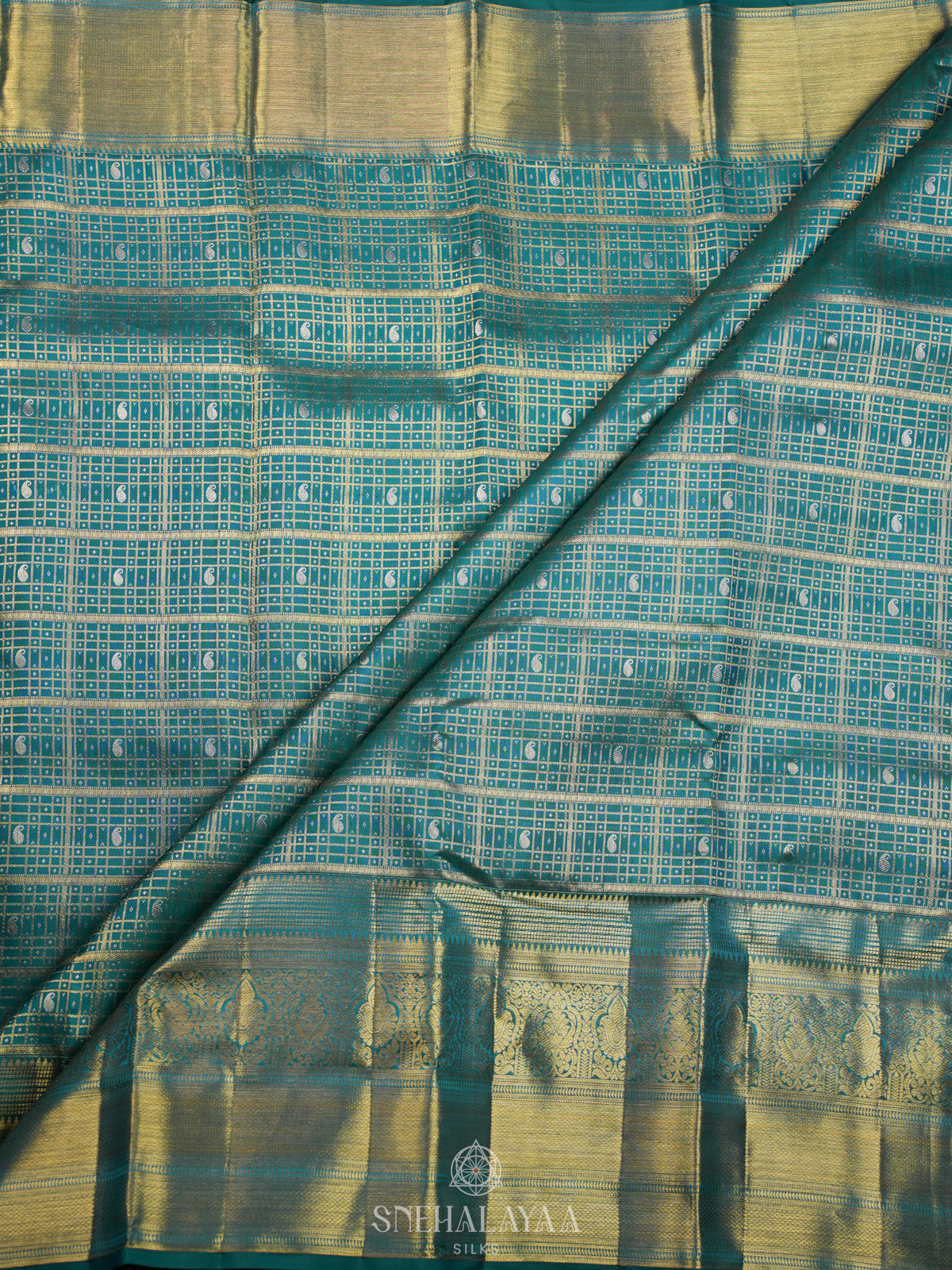 Teal Green Kanjivaram Silk Saree