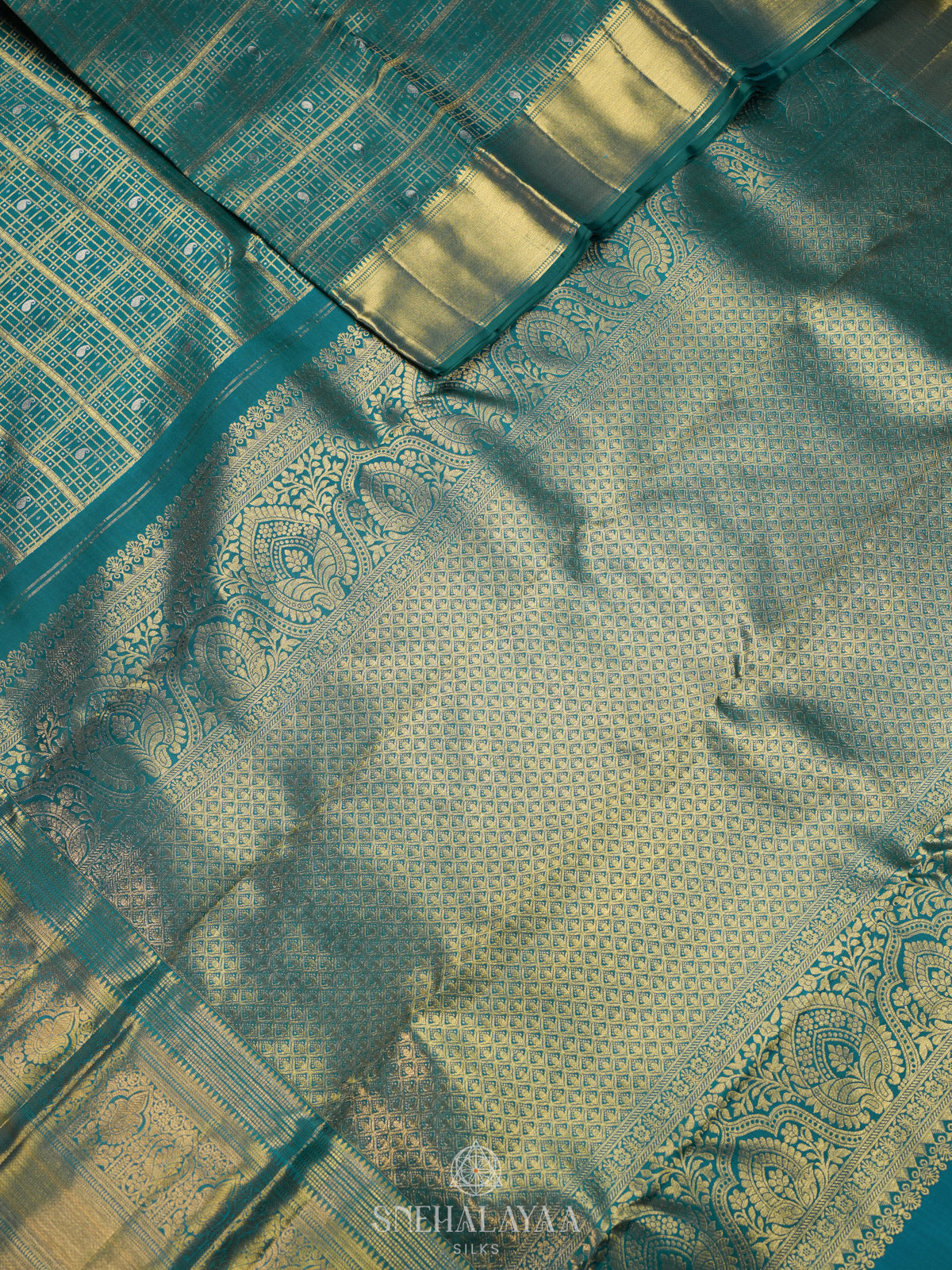 Teal Green Kanjivaram Silk Saree
