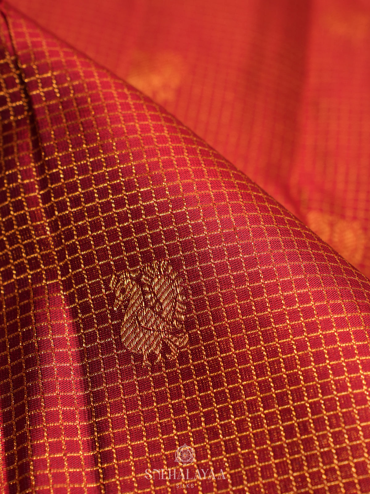 Rust Orange Kanjivaram Silk Saree